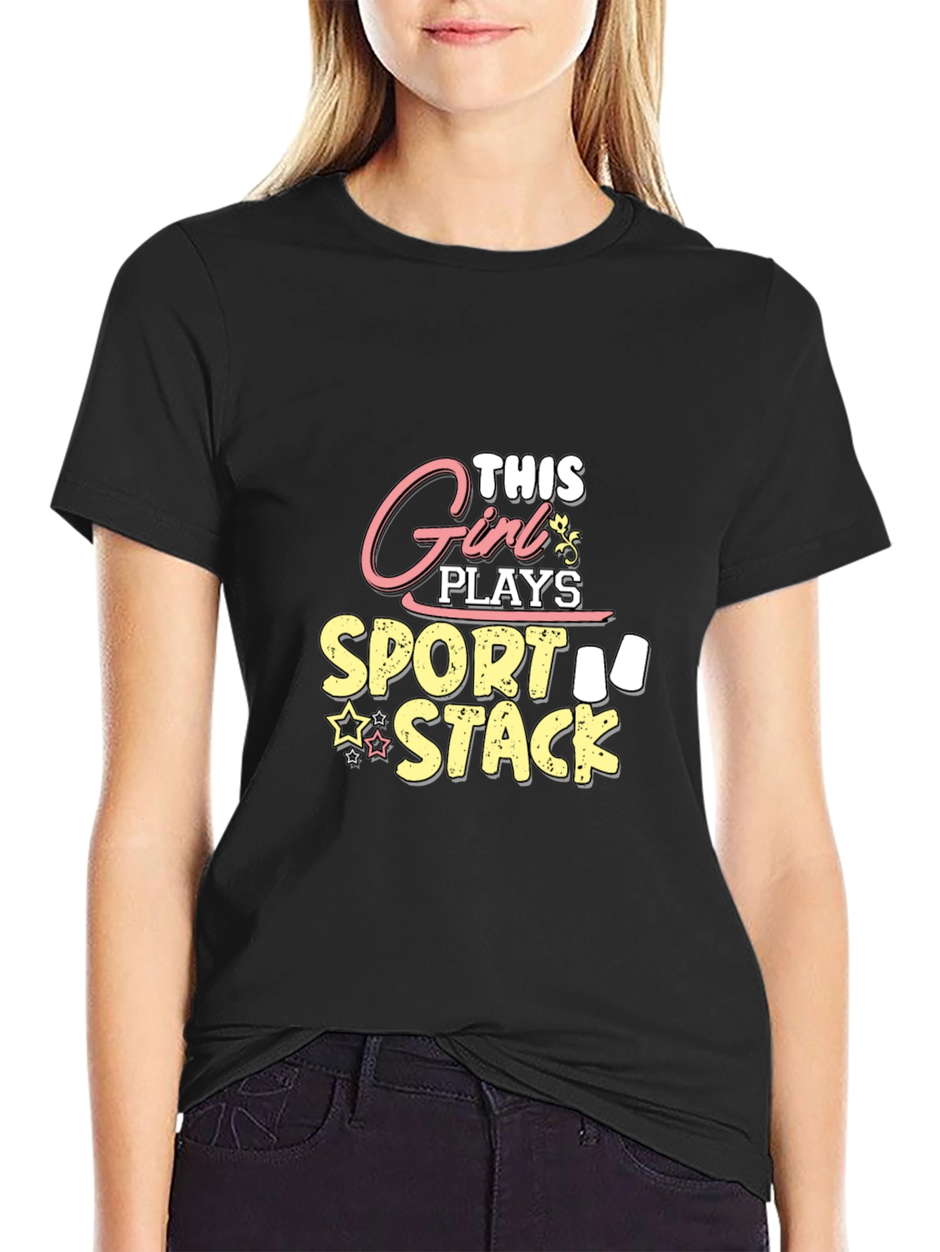 Black Girl Sport Stack T-Shirt - Novelty Tee view 2