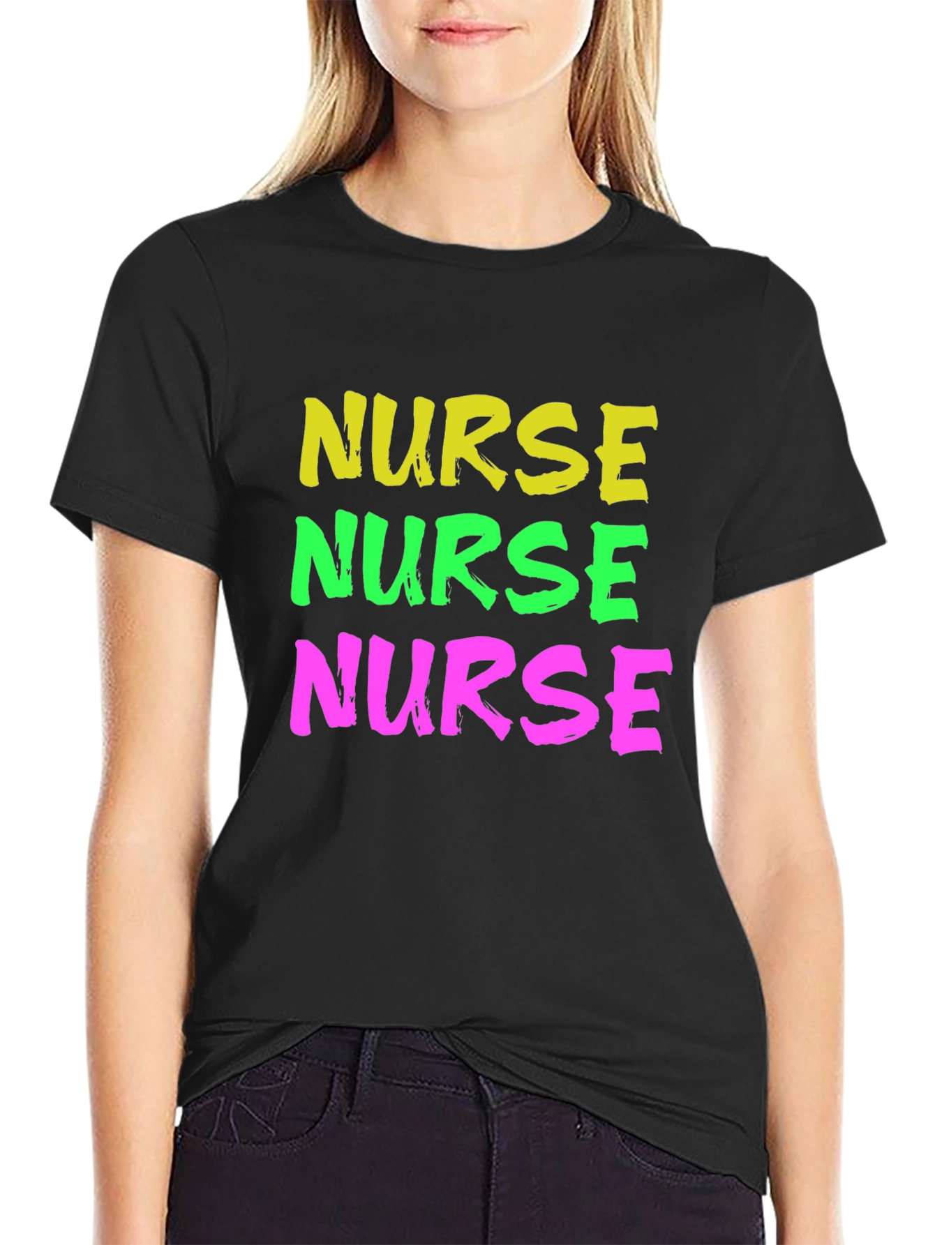 Black Nurse Stack Graphic Tee - Black Cotton view 2