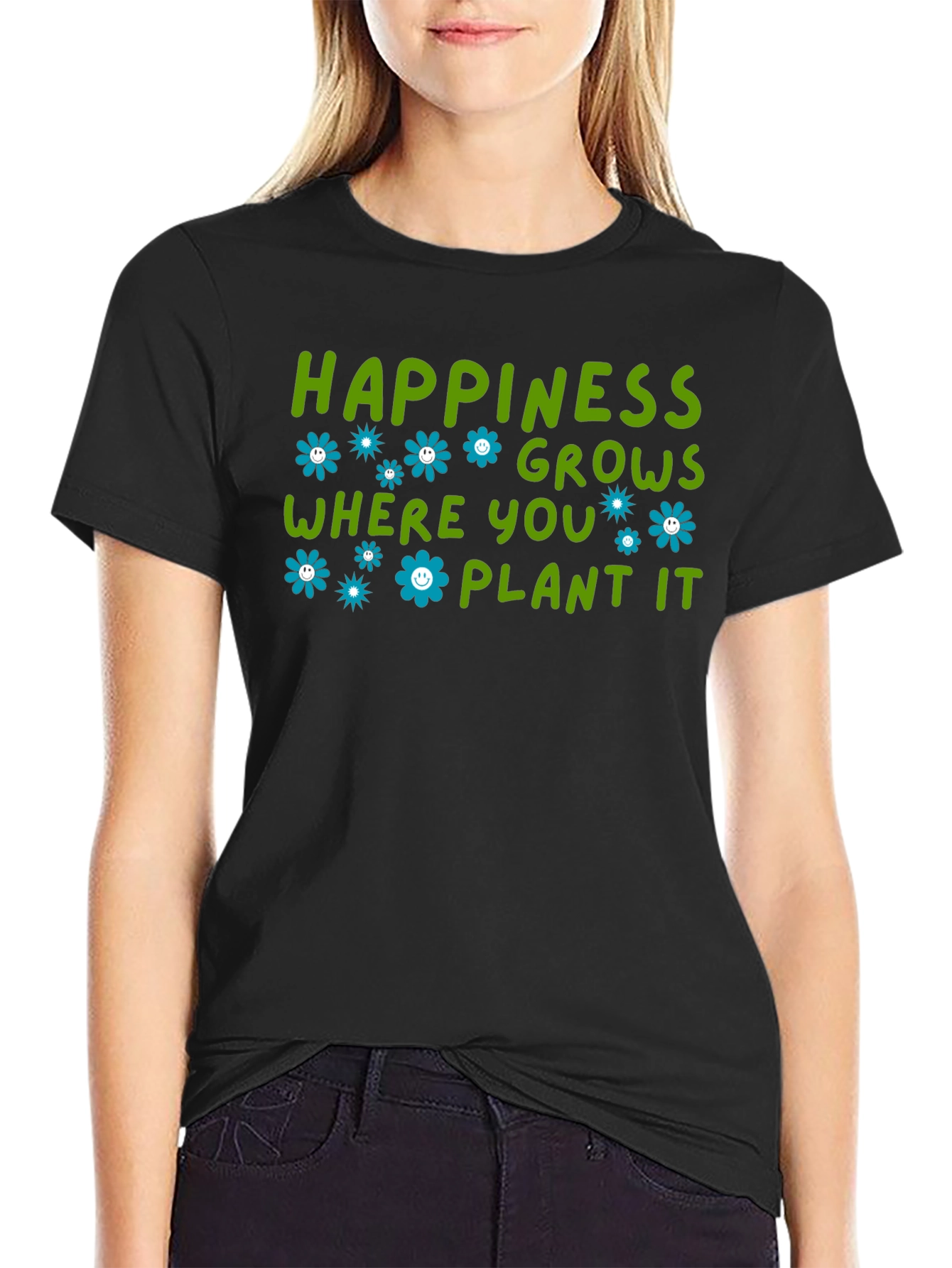 Black Happiness Grows Where You Plant It T-Shirt view 2