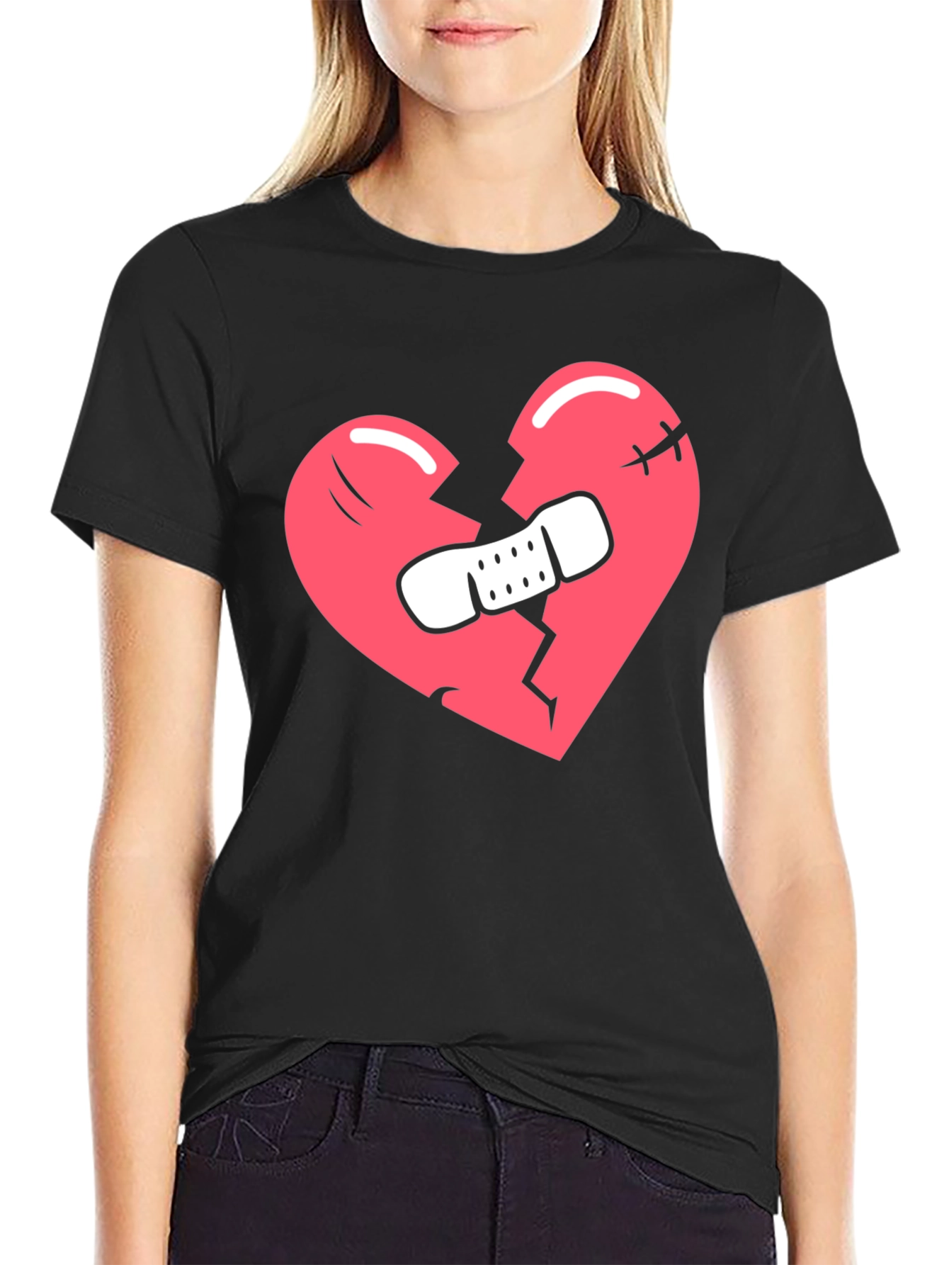 Black Broken Heart T-Shirt - Black Graphic Tee view 2