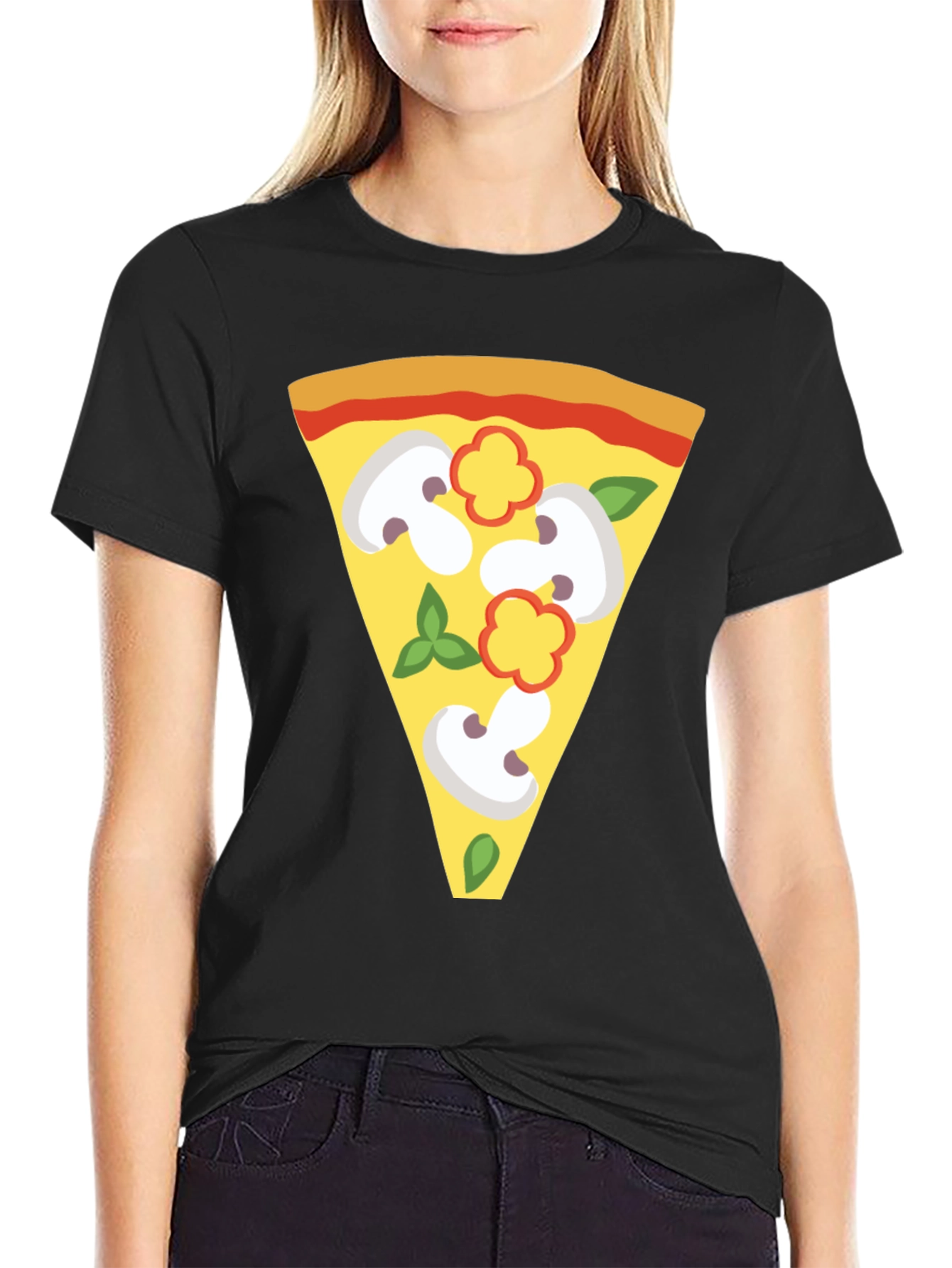 Black Pizza Slice Graphic Tee - Unique Foodie T-Shirt view 2