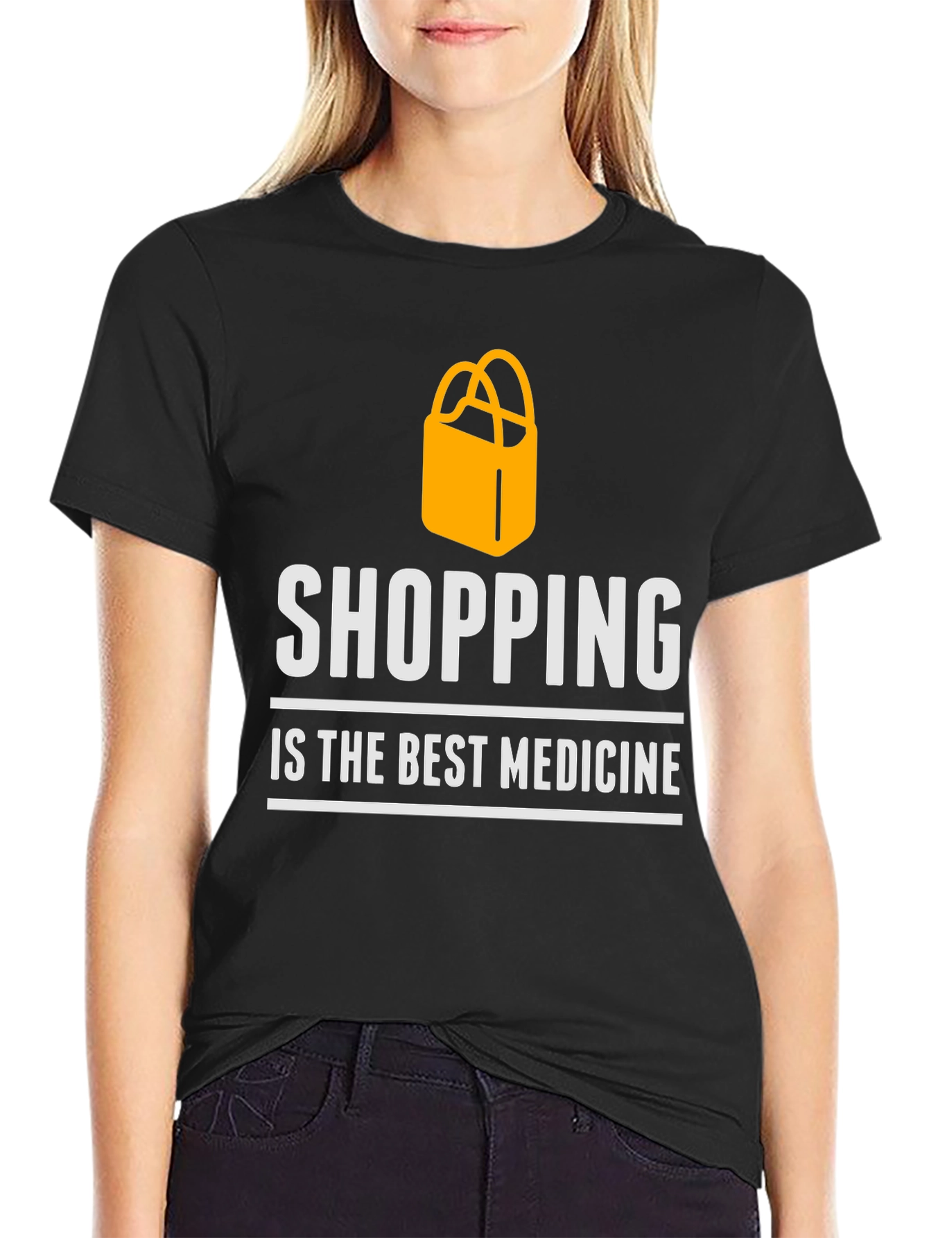 Black Shopping is the Best Medicine T-Shirt view 2