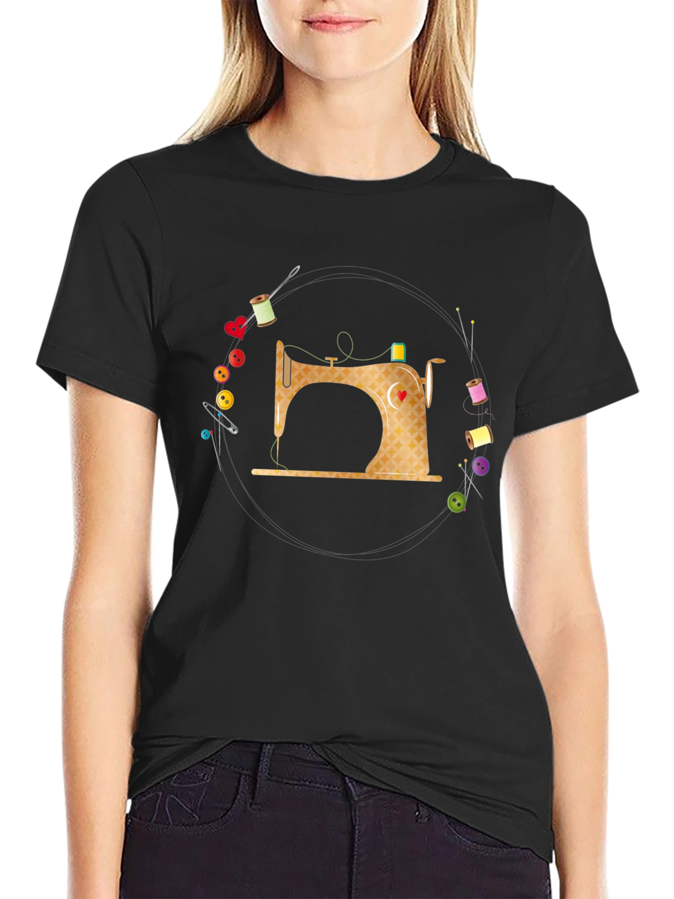 Black Sewing Machine T-Shirt - Creative Apparel view 2