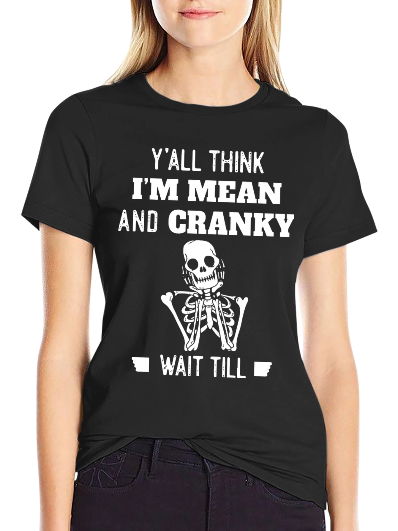Black Mean & Cranky Skeleton T-Shirt view 2