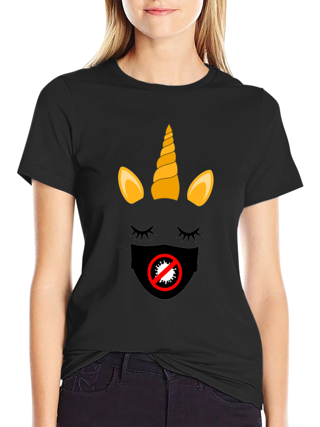 Black Unicorn Mask T-Shirt - Stylish Protection view 2