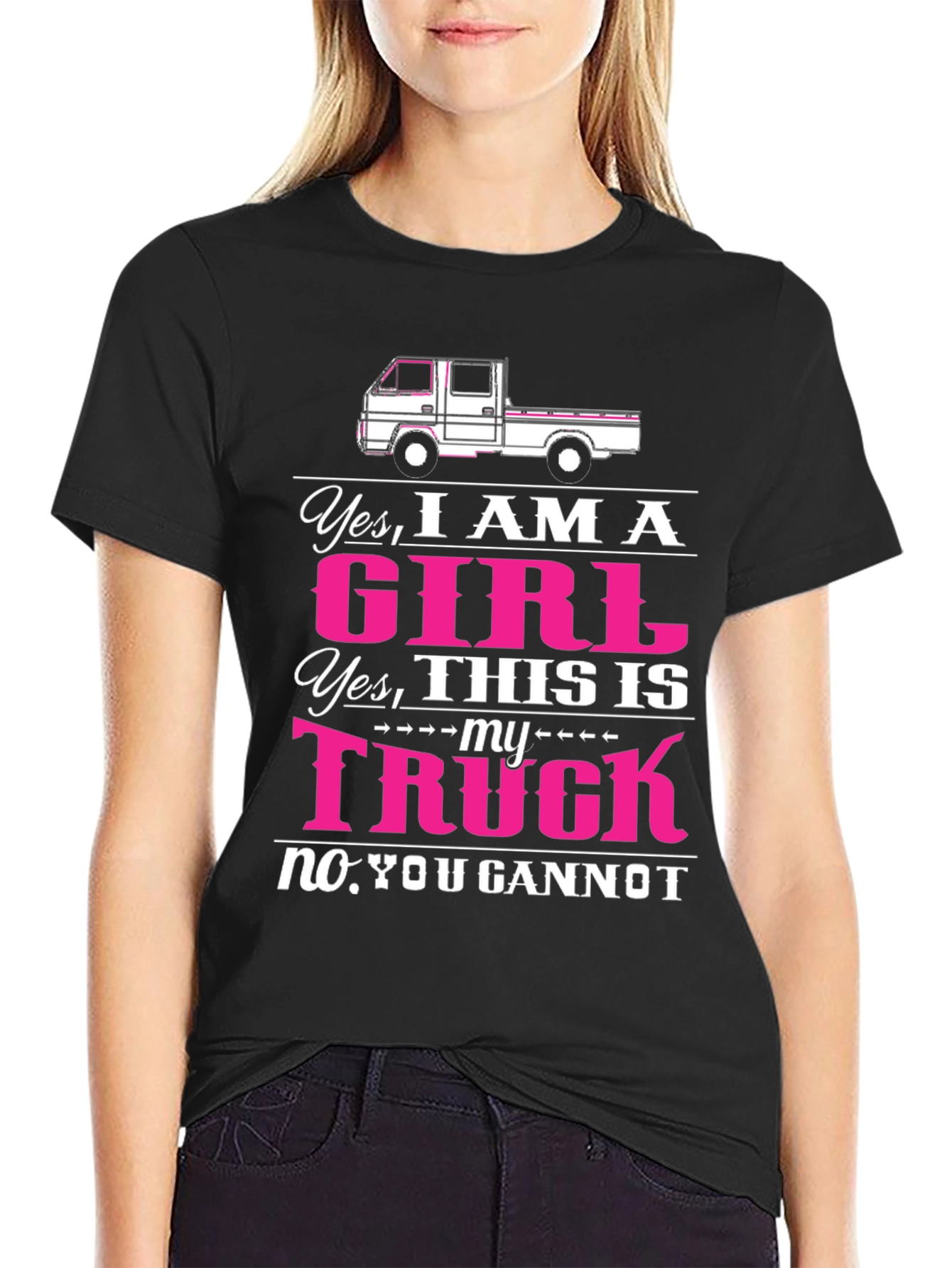 Black Girl Truck T-Shirt - Yes I am a Girl Truck Tee view 2