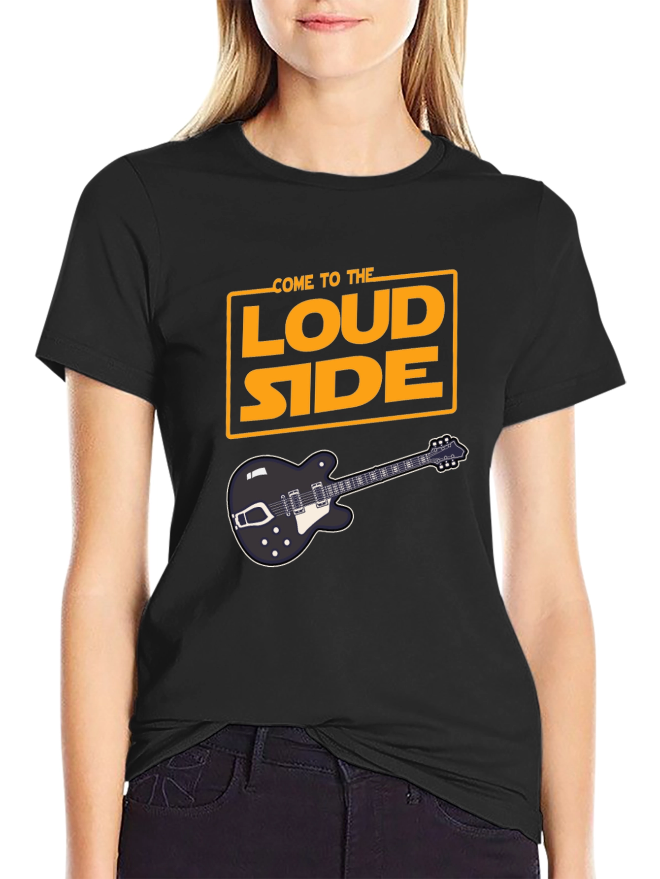 Black Come To The Loud Side T-Shirt - Black Guitar Tee view 2