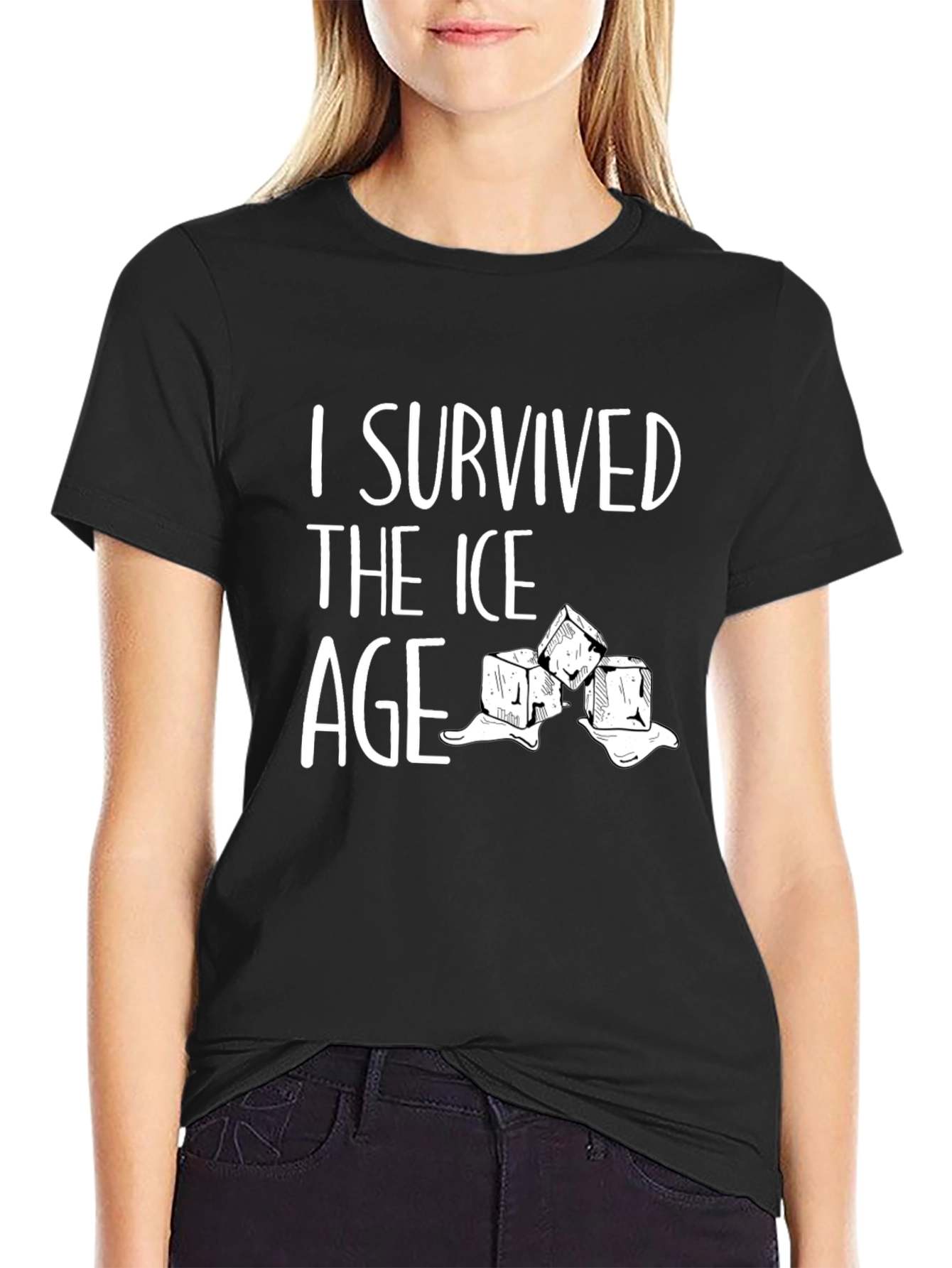 Black I Survived the Ice Age Graphic Tee - Black Cotton view 2