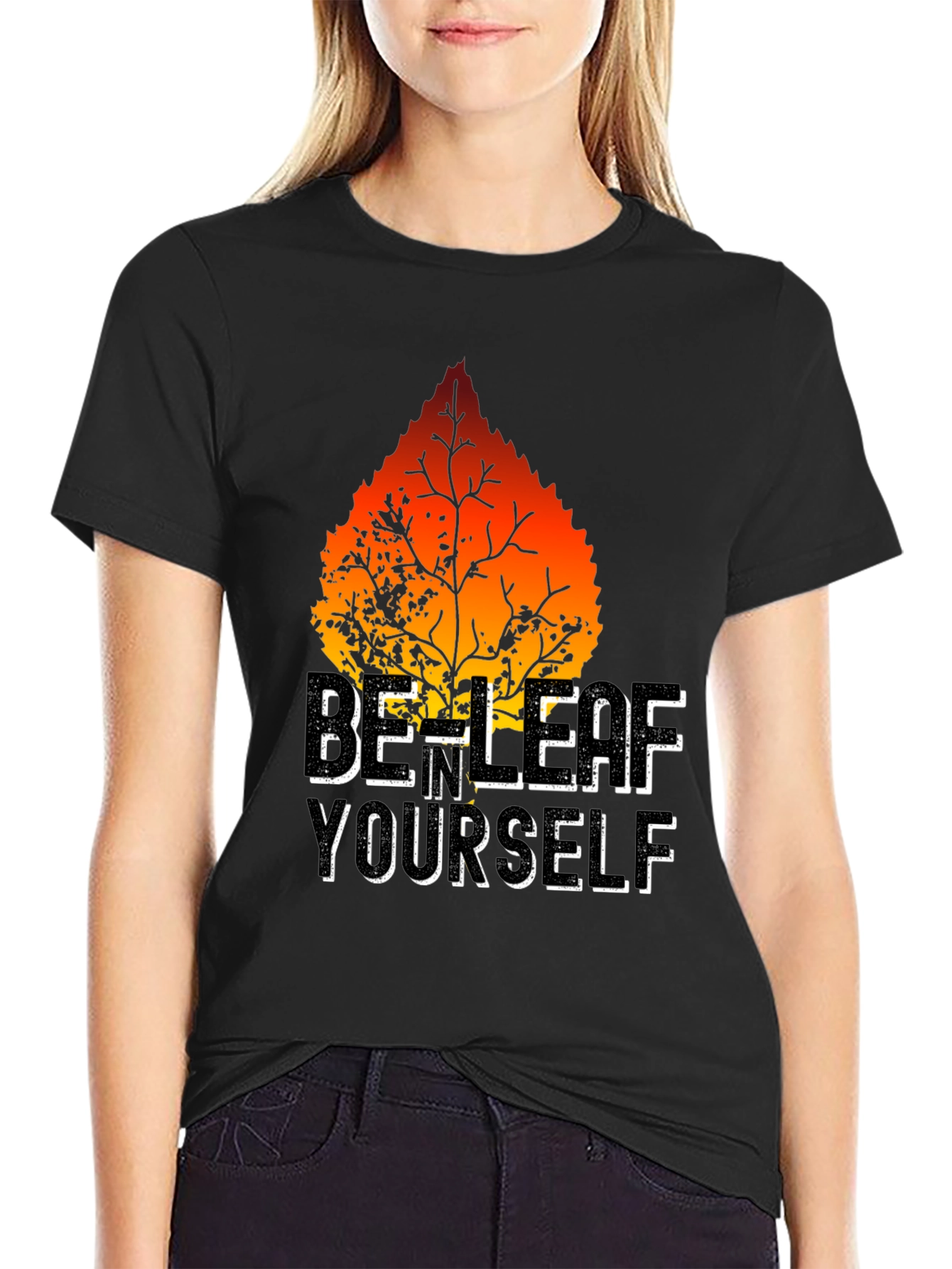 Black Be-Leaf Yourself Graphic Tee - Black view 2