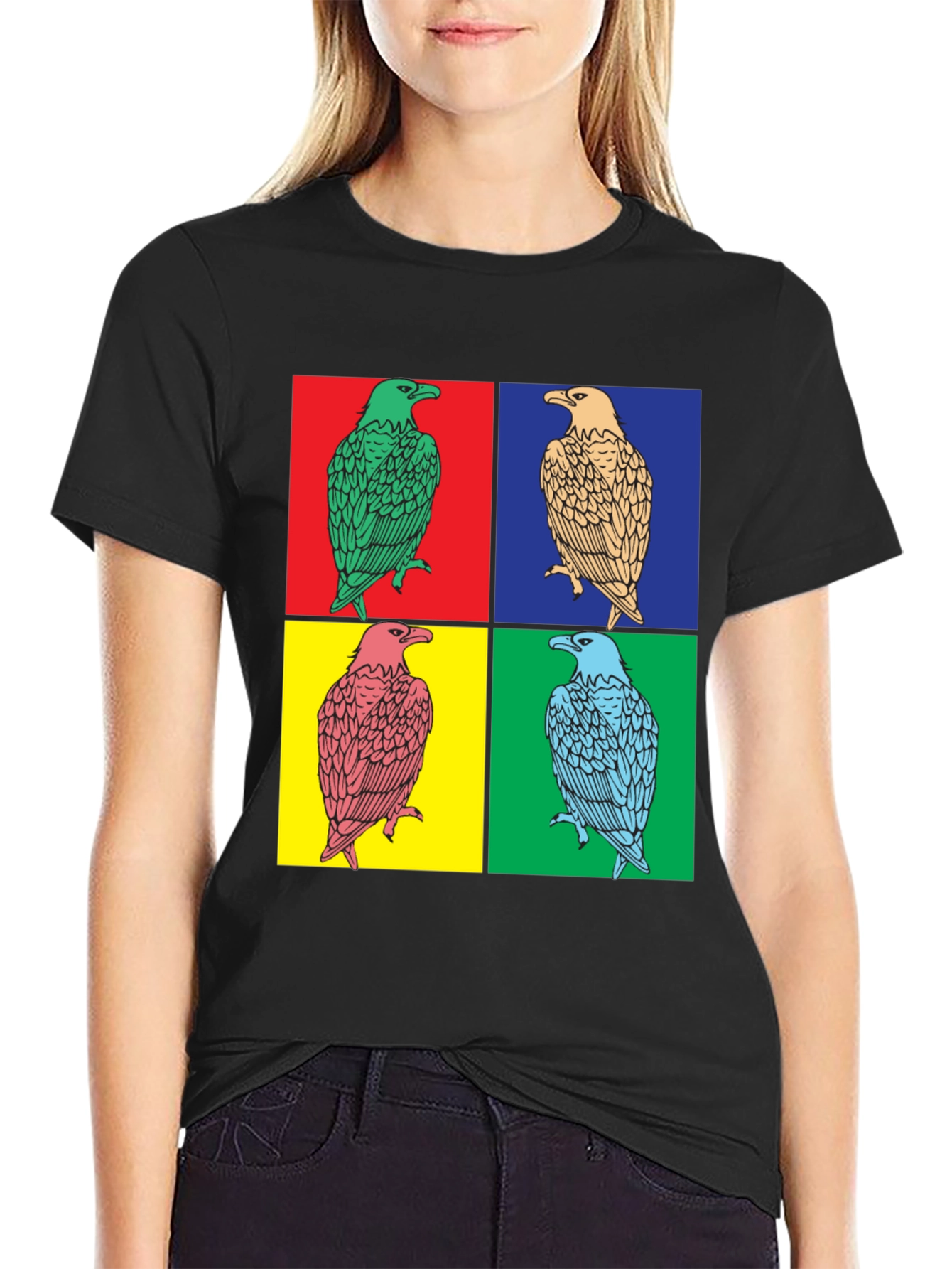 Black Pop Art Eagle Graphic Tee - Bold Style view 2