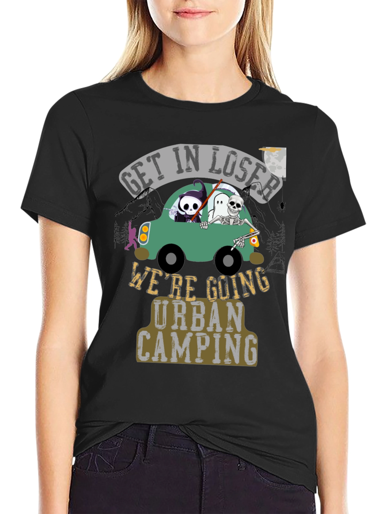 Black Urban Camping Graphic T-Shirt view 2