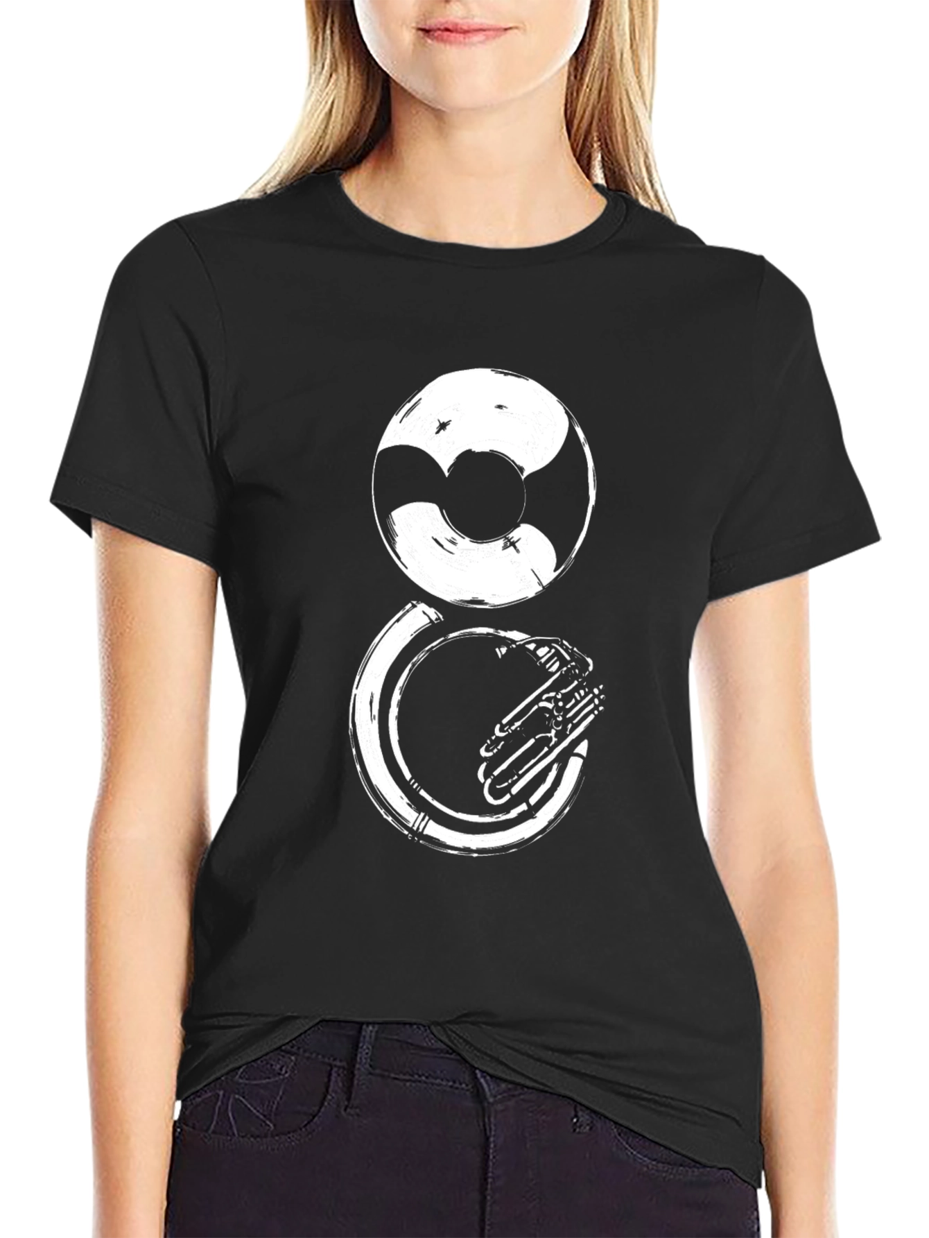 Black Sousaphone Graphic Tee - Musical Instrument T-Shirt view 2