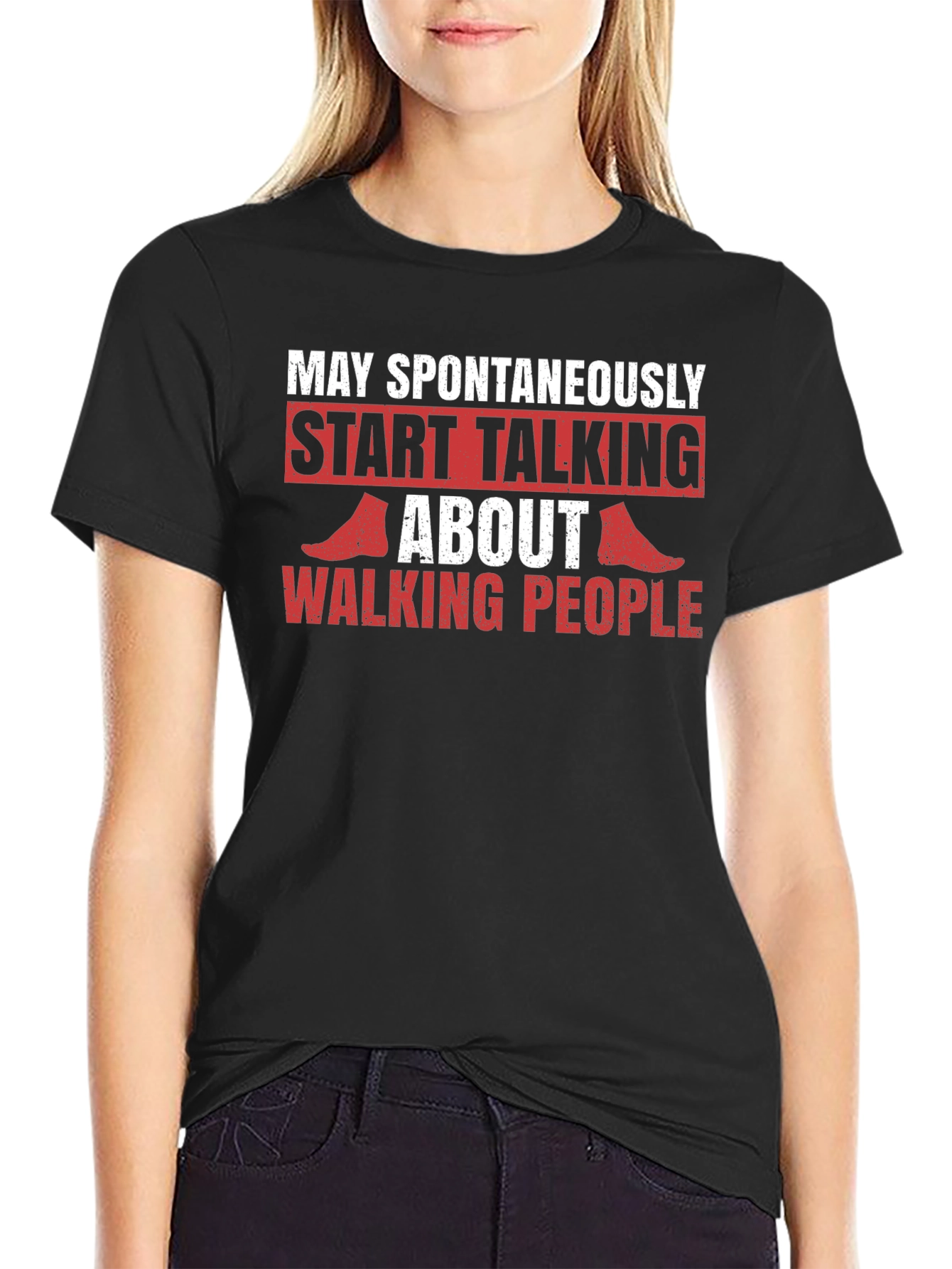 Black Funny Walking People T-Shirt view 2