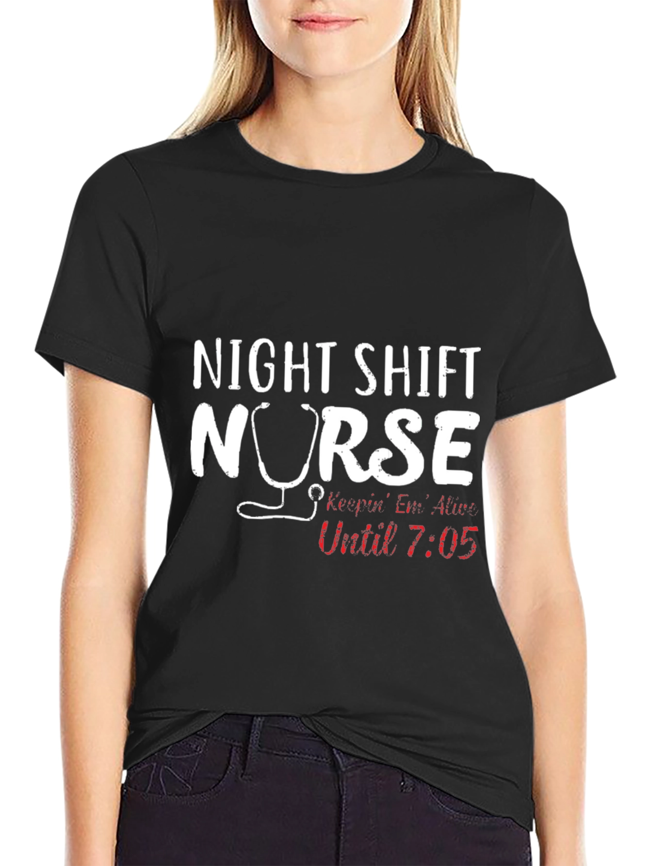 Black Night Shift Nurse Graphic T-Shirt view 2
