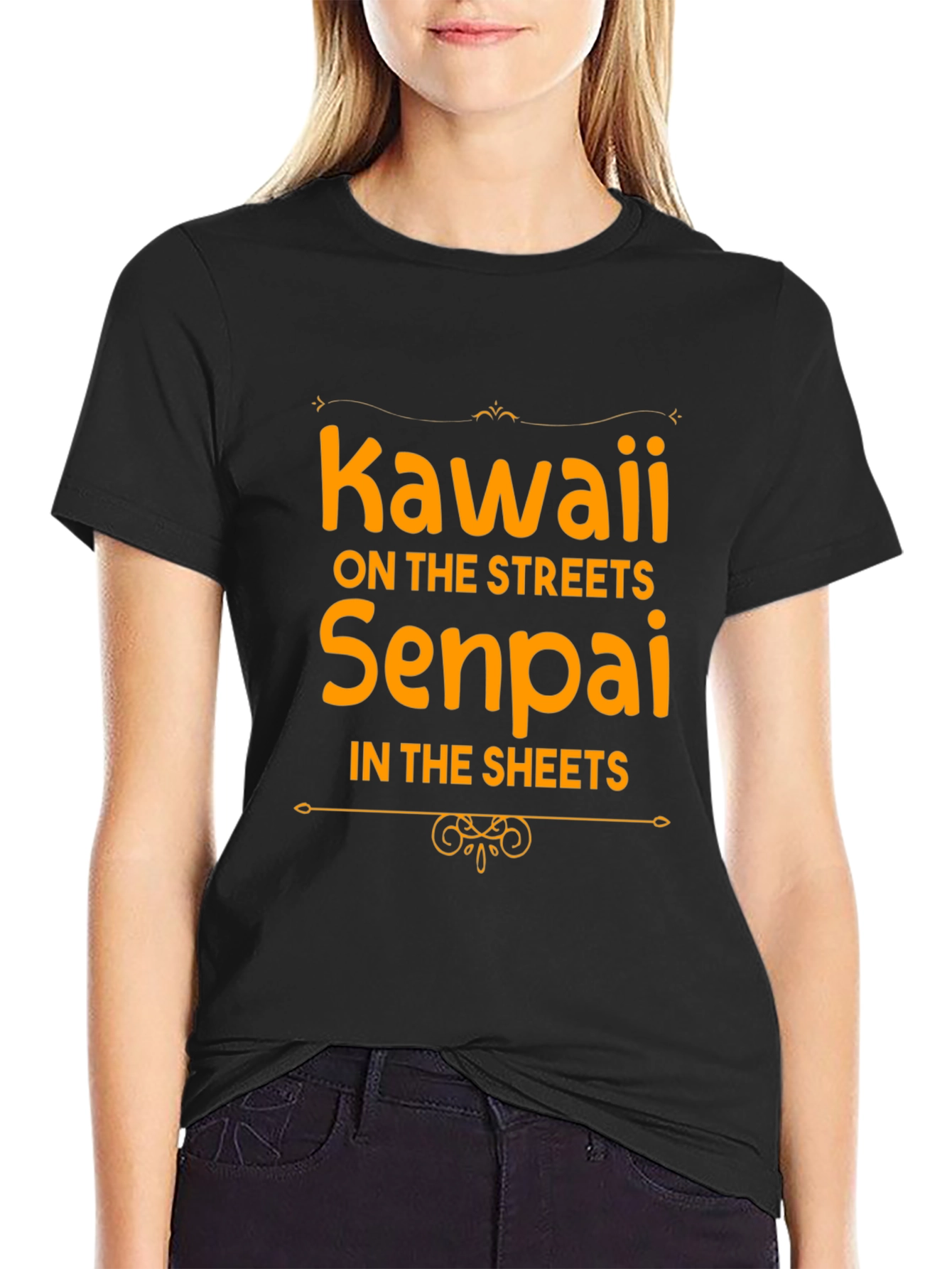 Black Kawaii Senpai Graphic T-Shirt - Anime Inspired Apparel view 2