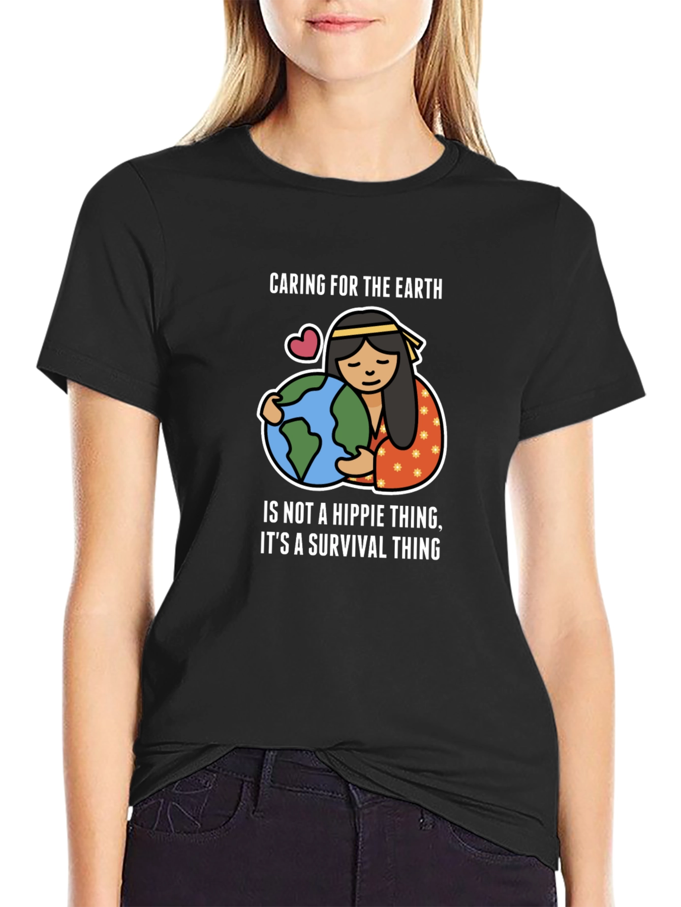 Black Caring for the Earth T-Shirt - Survival Thing view 2