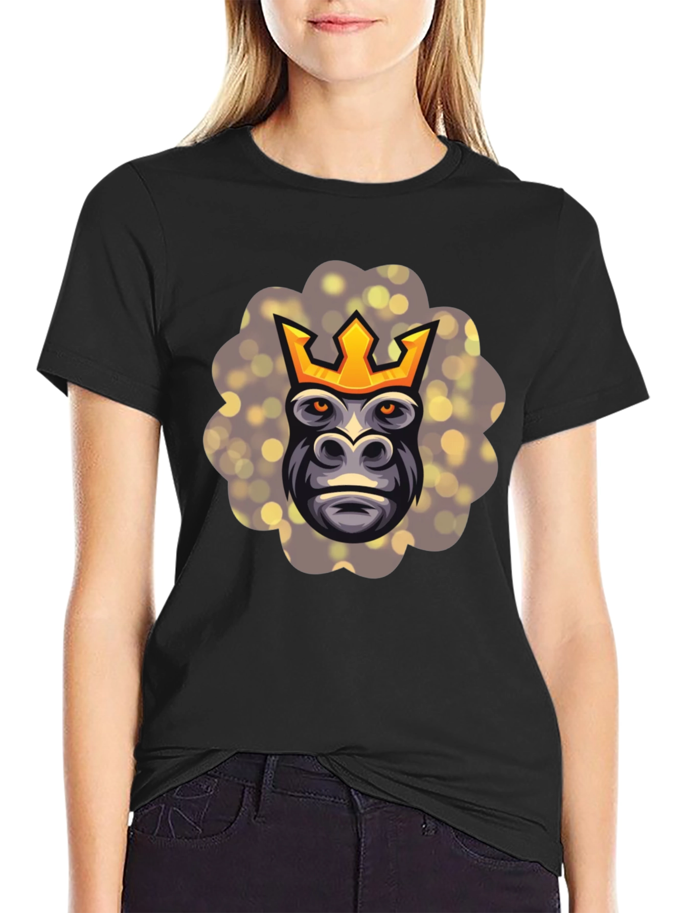 Black King Kong T-Shirt - Gorilla with Crown Graphic Tee view 2