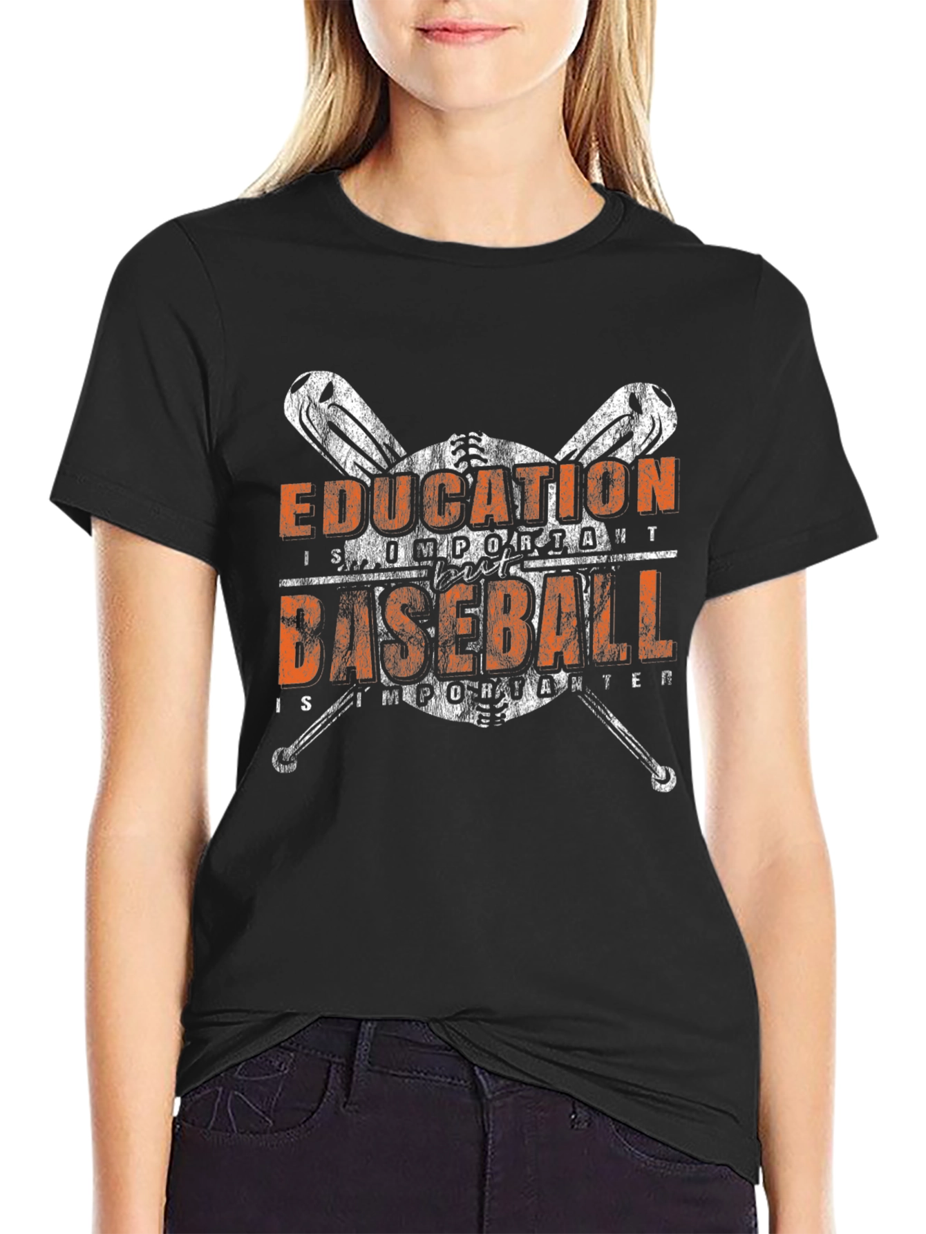 Black Education Important, Baseball More Important T-Shirt view 2