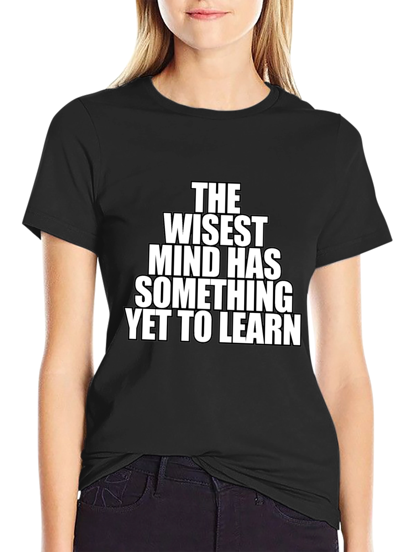 Black The Wisest Mind T-Shirt | Mens Black Novelty Tee view 2