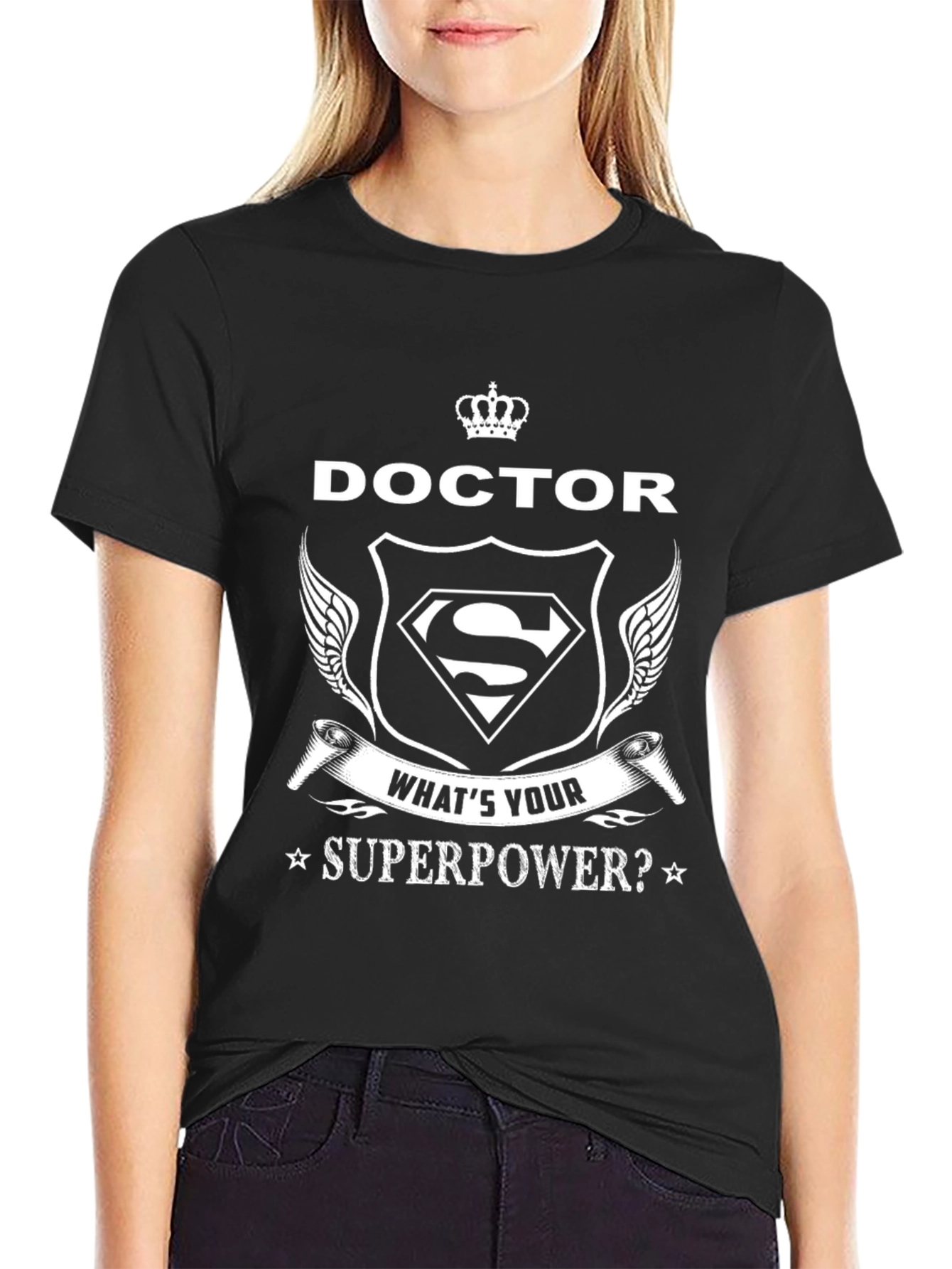 Black Doctor Superpower T-Shirt - Black view 2