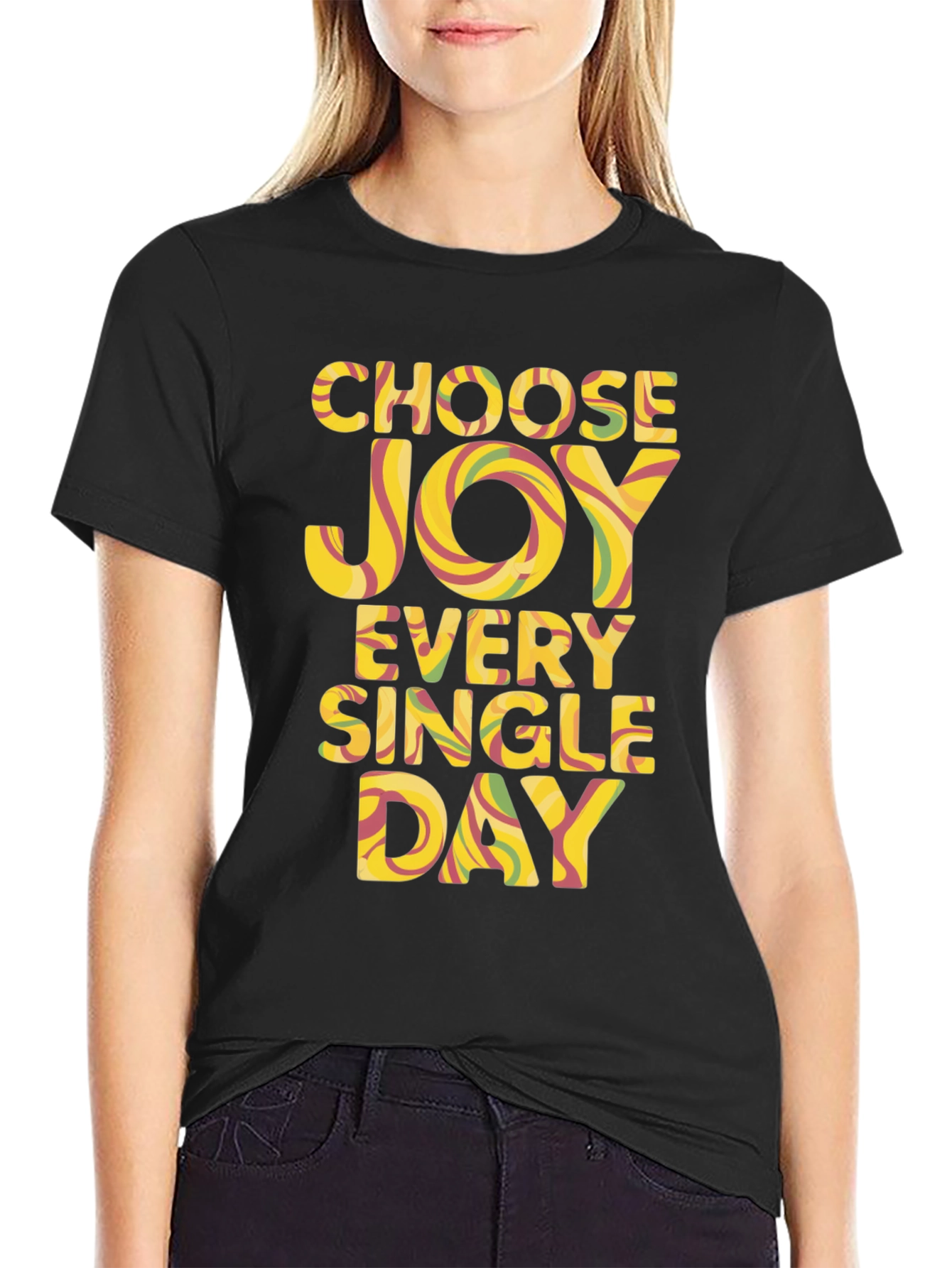Black Choose Joy Graphic T-Shirt - Inspirational Black Tee view 2