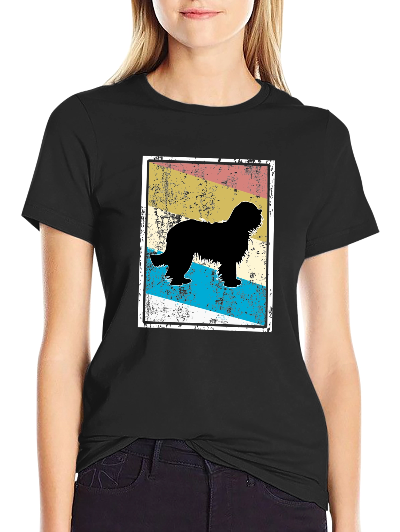 Black Retro Dog Silhouette T-Shirt view 2