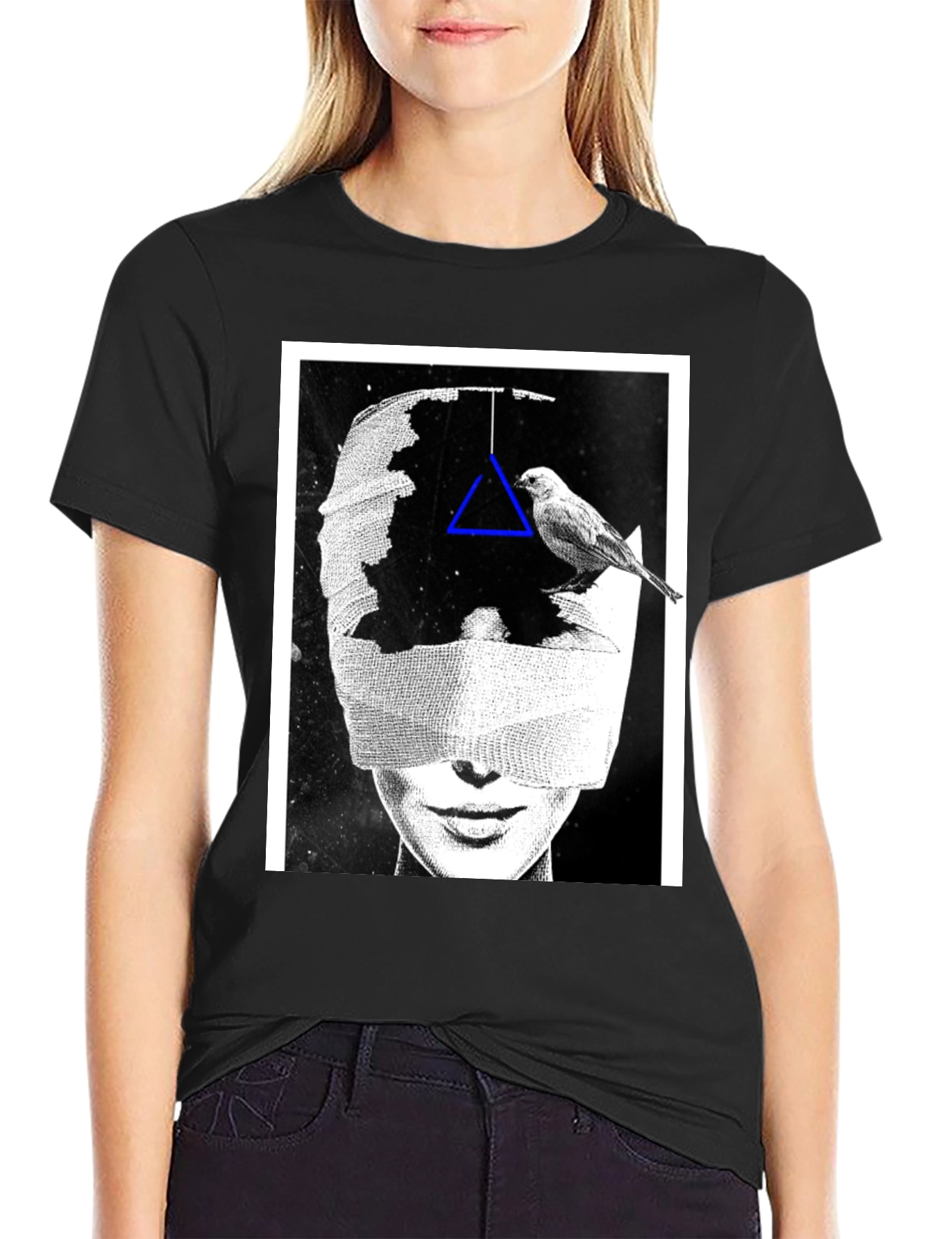 Black Abstract Graphic Print T-Shirt view 2
