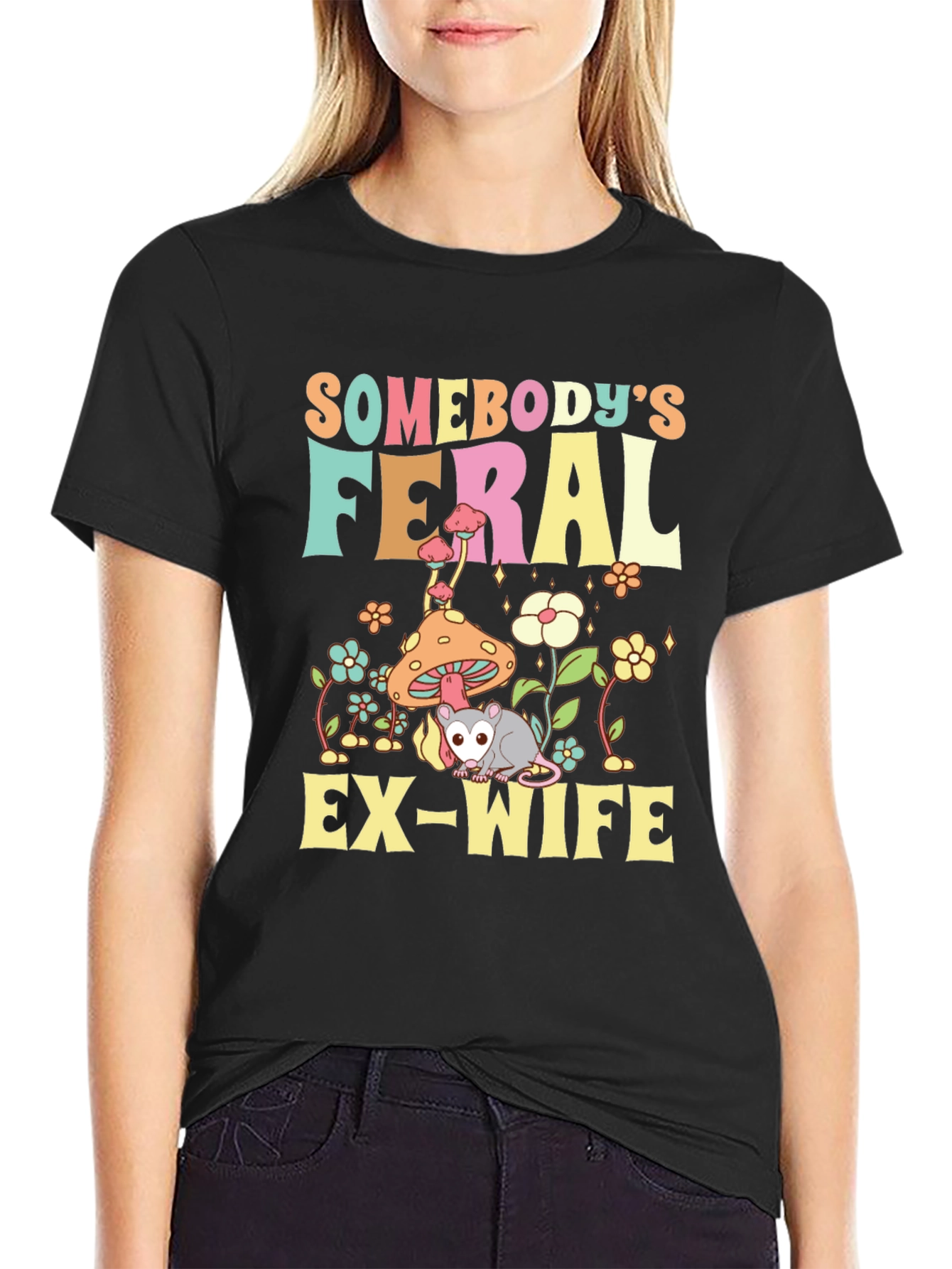 Black Feral Ex-Wife T-Shirt - Funny Graphic Tee view 2