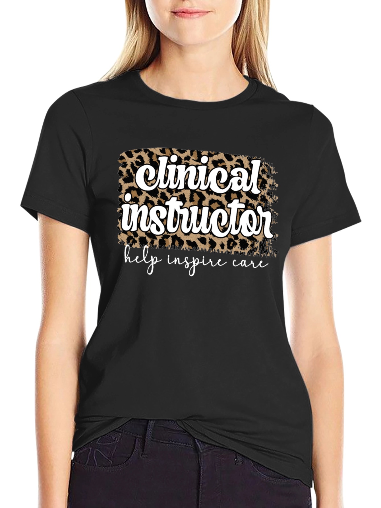 Black Clinical Instructor Leopard Print T-Shirt view 2