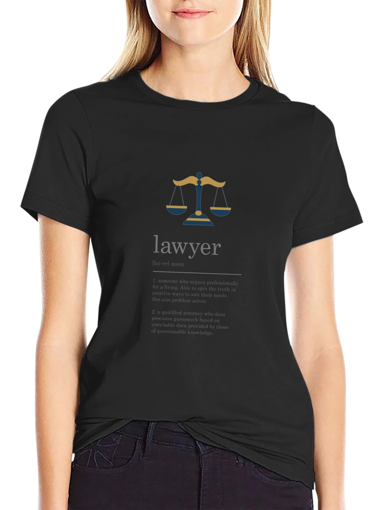 Black Lawyer Scales of Justice Graphic Tee - Unisex Black T-Shirt view 2