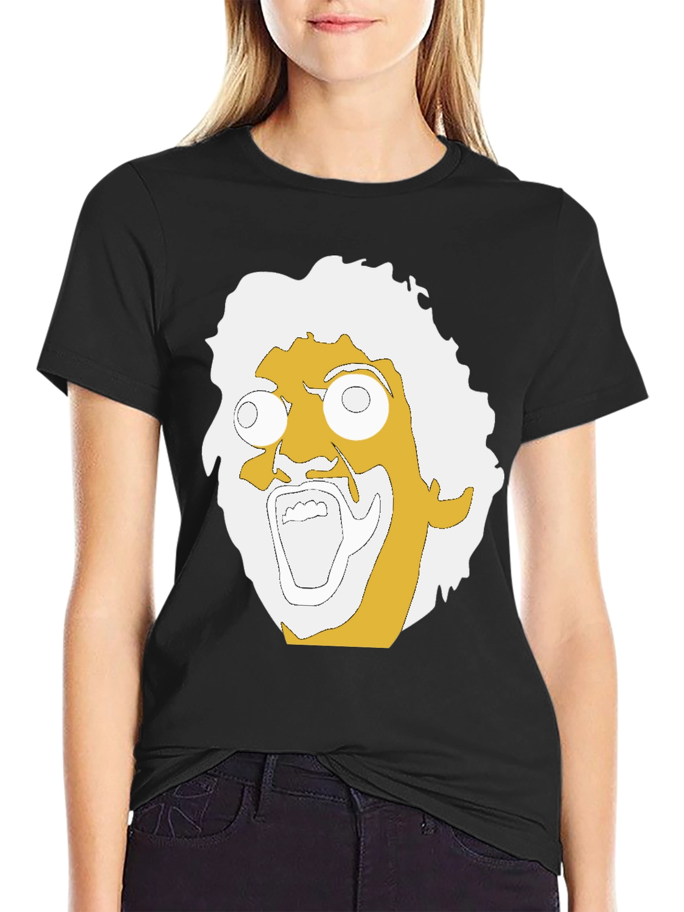 Black Cartoon Scream Black T-Shirt view 2