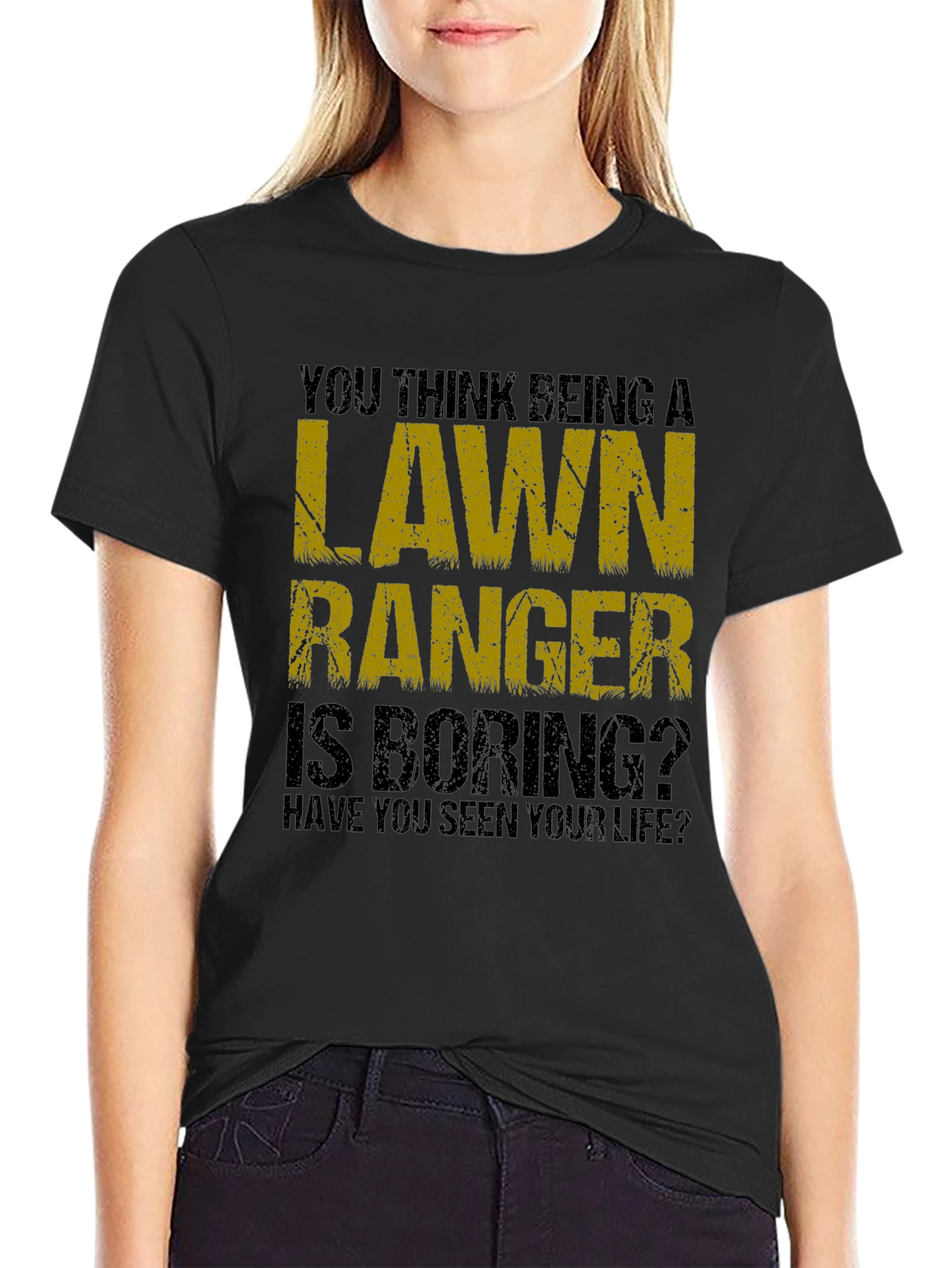 Black Funny Lawn Ranger Graphic T-Shirt view 2