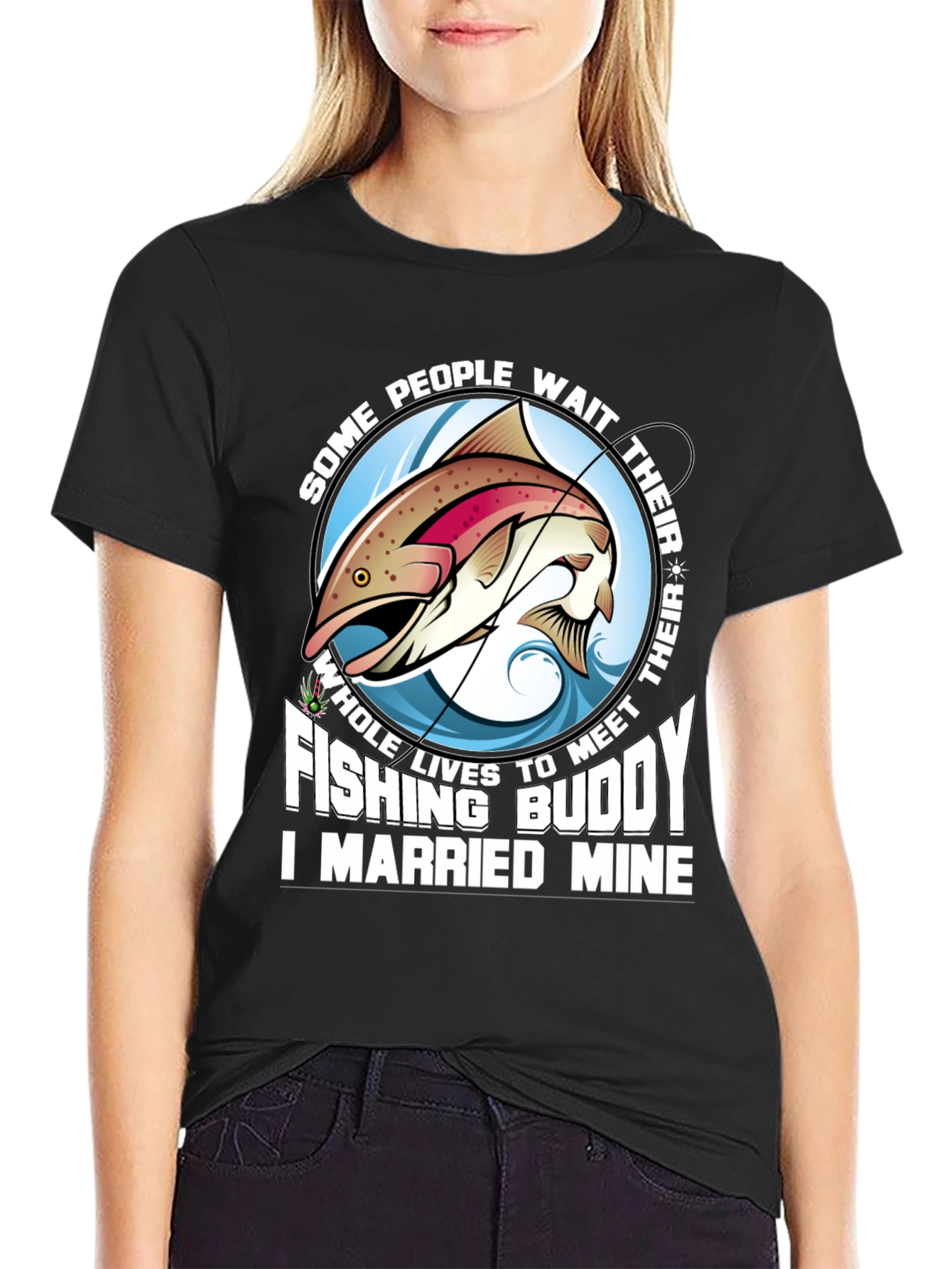 Black Fishing Buddy T-Shirt - Married Mine! view 2