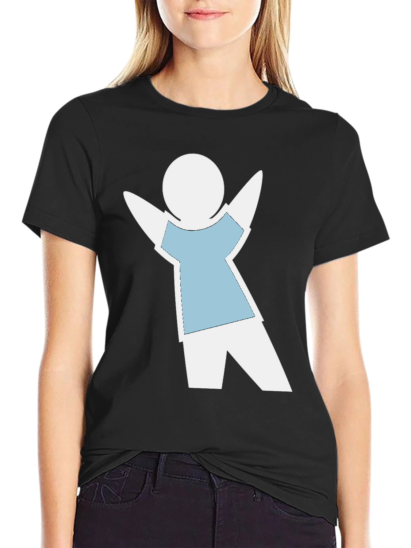 Black Whimsical Stick Figure Tee view 2