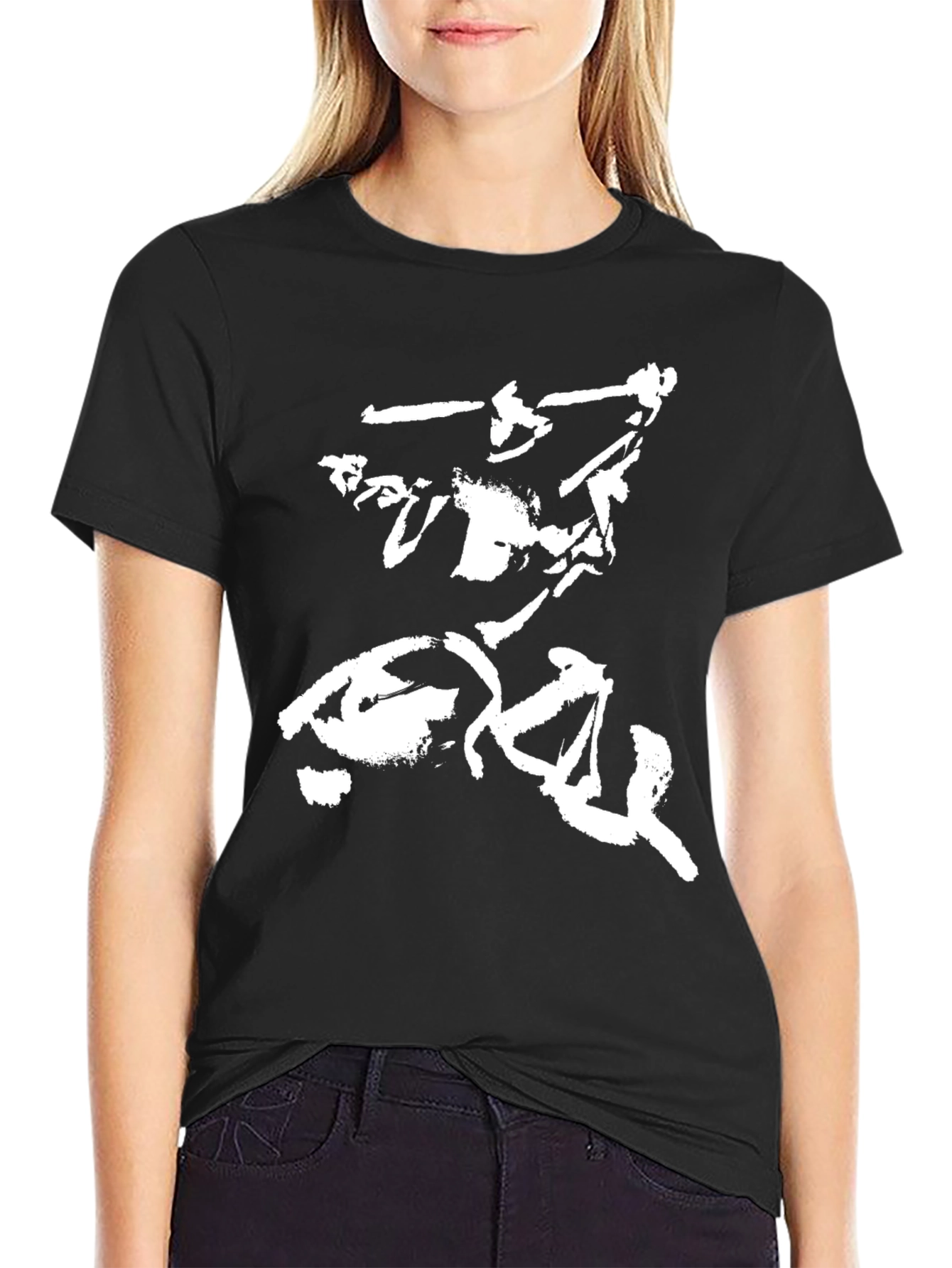 Black Abstract Graphic Black T-Shirt view 2