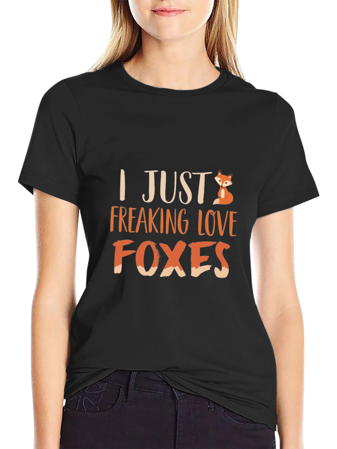 Black I Just Freaking Love Foxes T-Shirt view 2