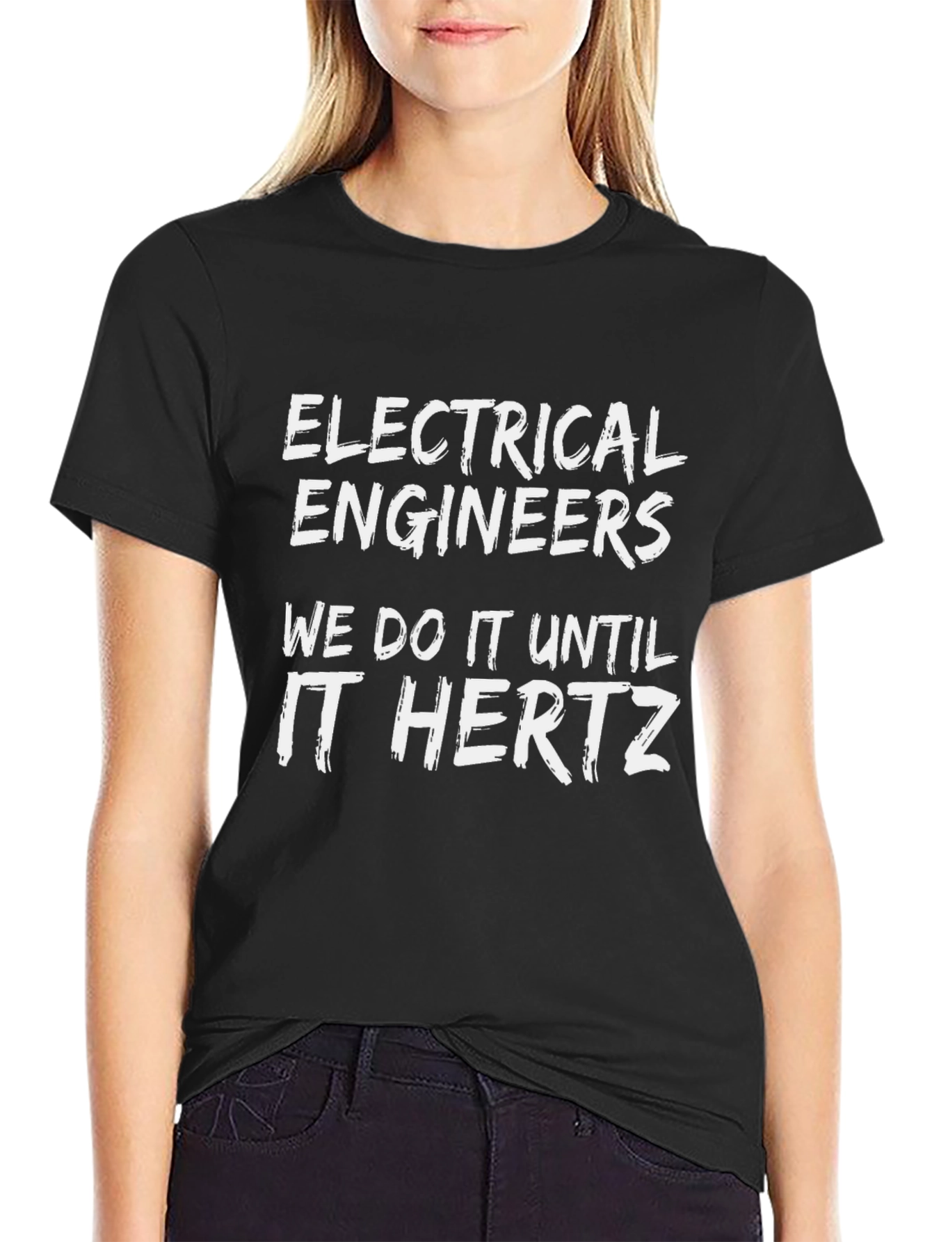 Black Electrical Engineers Humor T-Shirt - It Hertz view 2