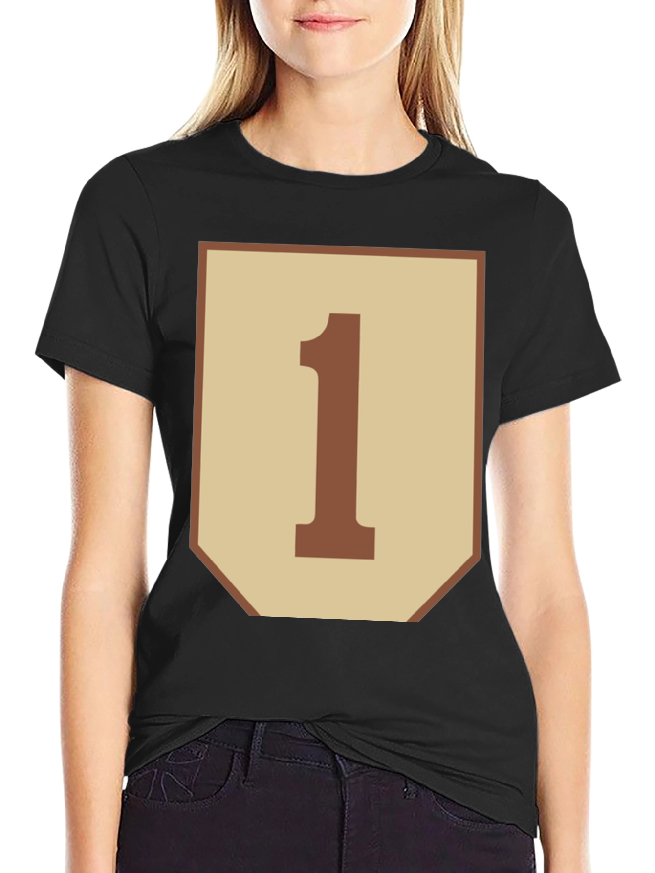 Number One Graphic Tee - Black Cotton Blend Shirt - 2