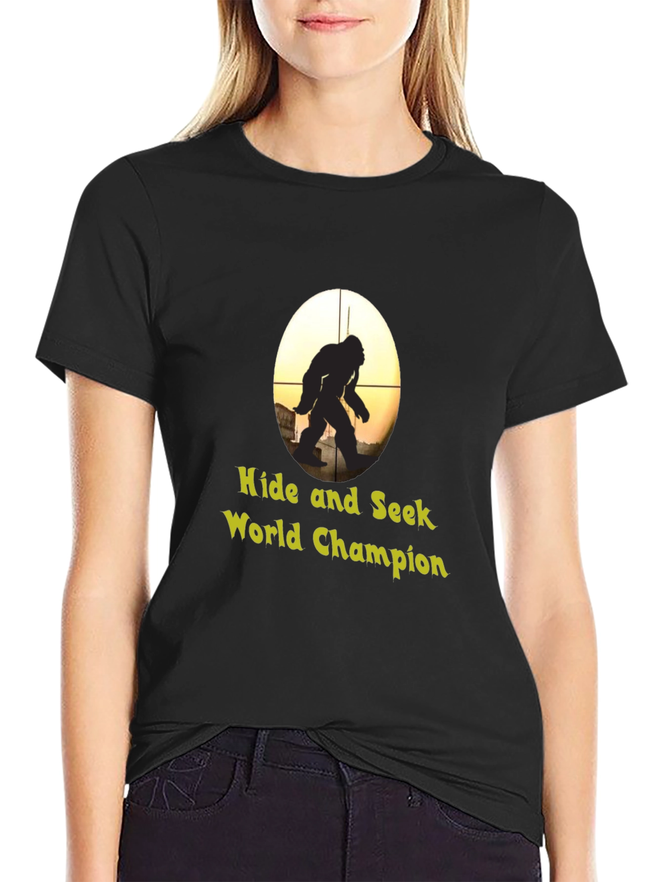 Black Hide & Seek World Champion Bigfoot Graphic T-Shirt view 2