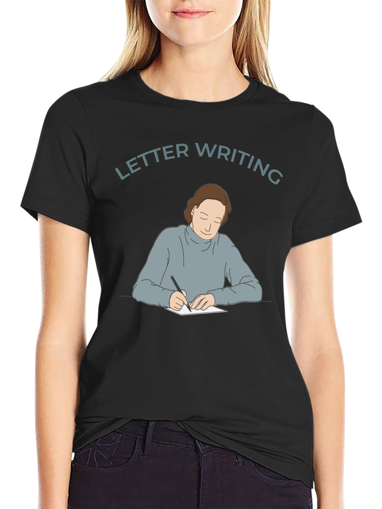 Black Letter Writing Graphic Tee - Unisex Crewneck view 2