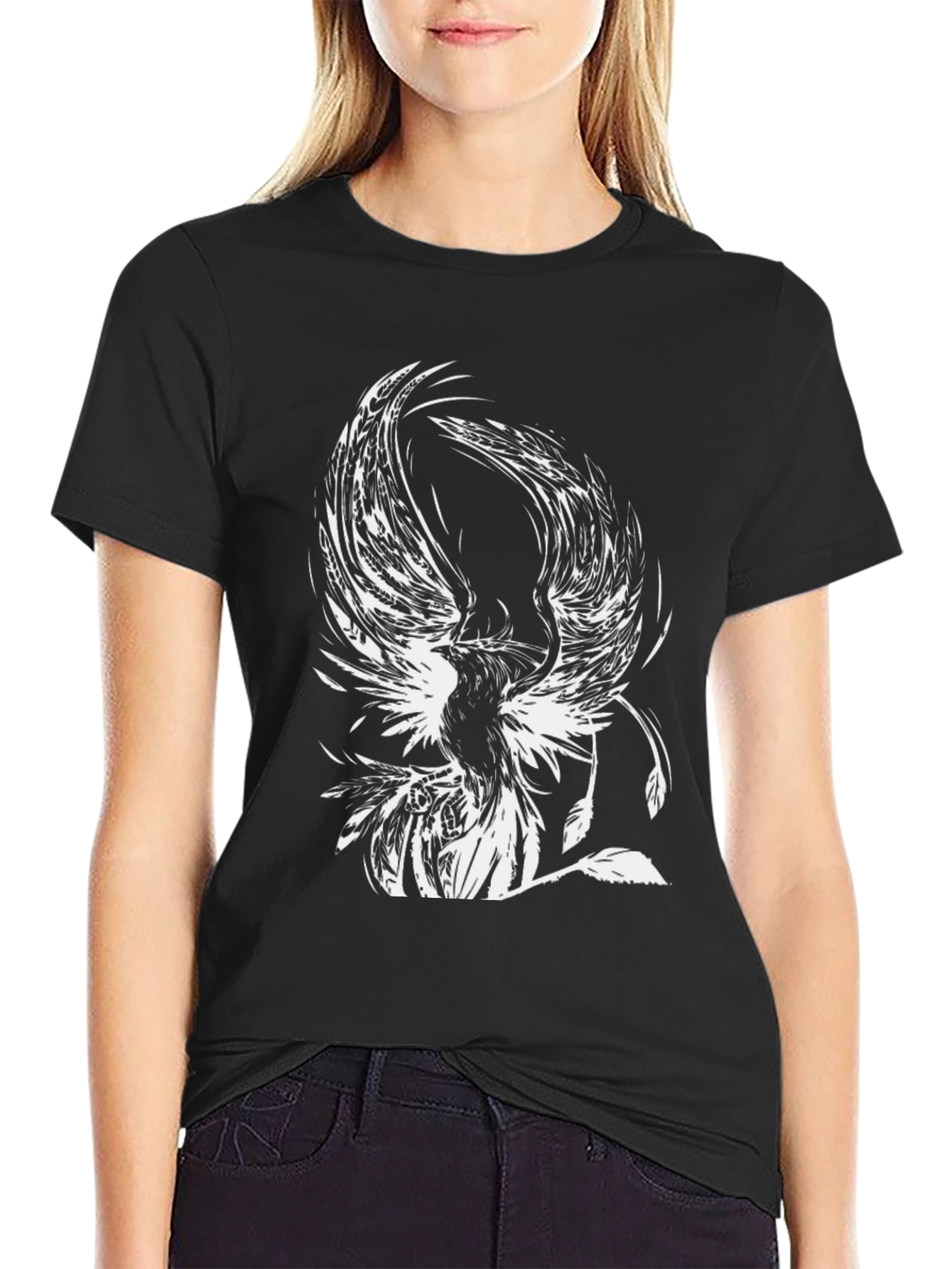 Black Phoenix Graphic Tee - Black Cotton T-Shirt view 2
