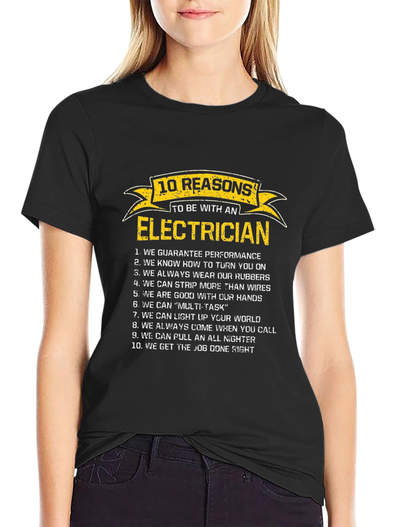 Black Electrician Reasons T-Shirt Funny Gift view 2