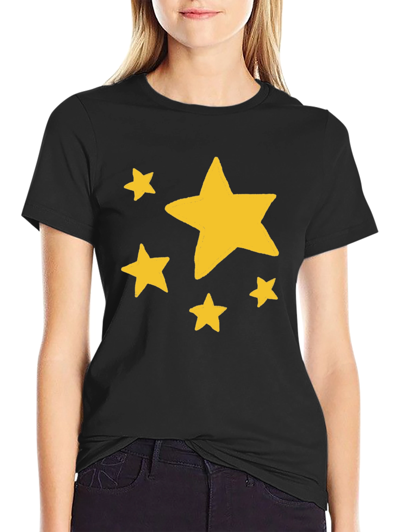 Black Starry Night Graphic Tee - Black view 2
