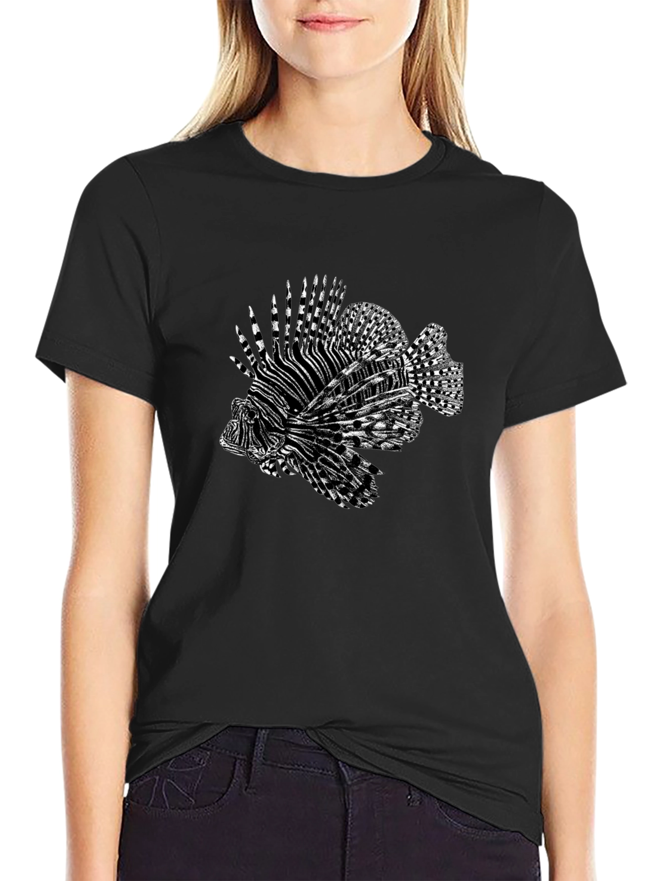 Black Lionfish Graphic Tee - Cool Black T-Shirt view 2