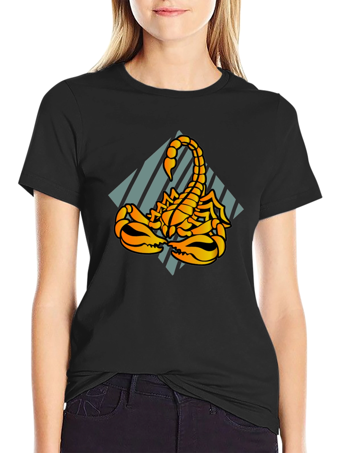 Black Scorpion Graphic Tee - Black Cotton T-Shirt view 2