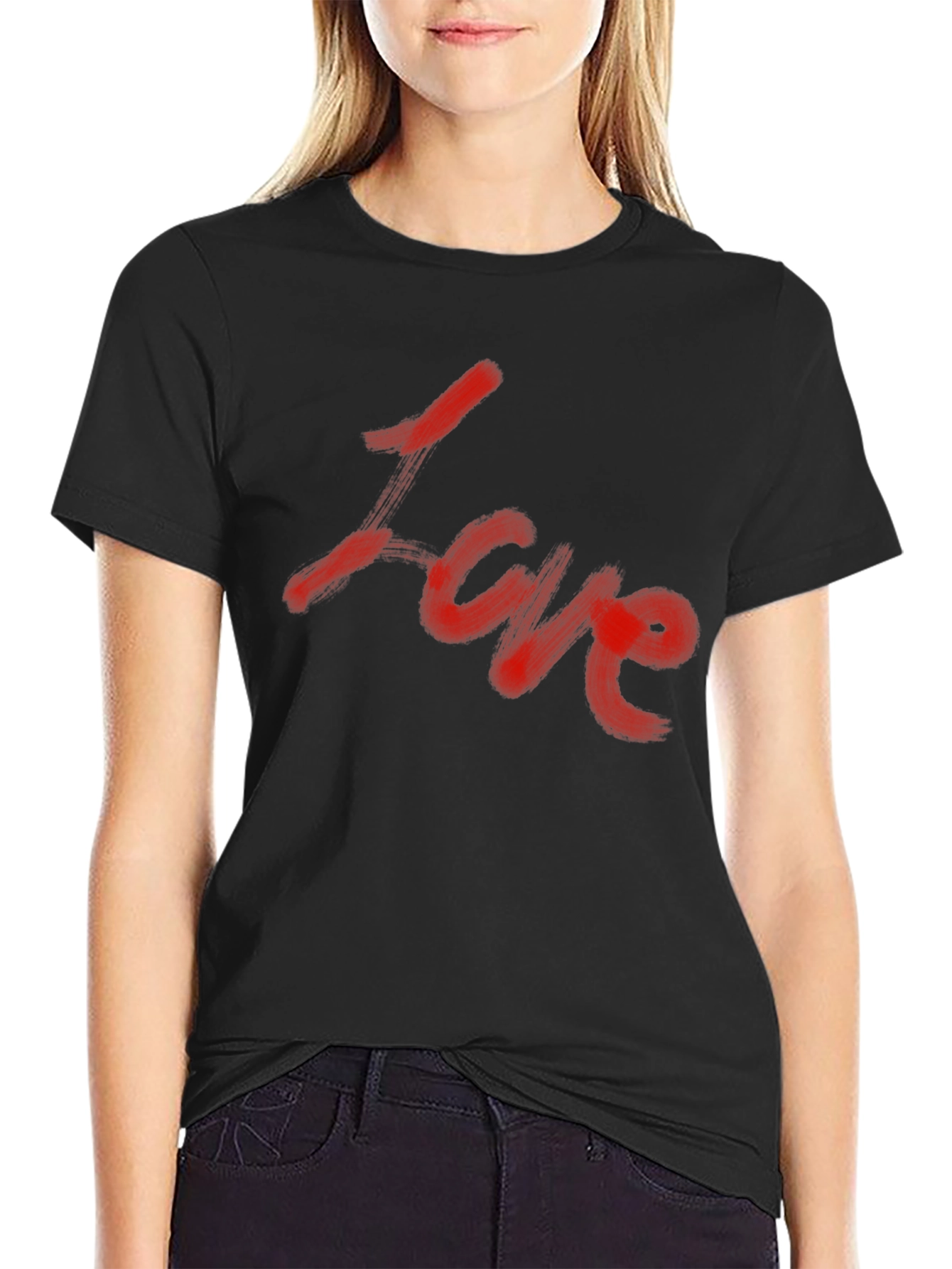 Black Love Graphic T-Shirt - Bold Red on Black Tee view 2