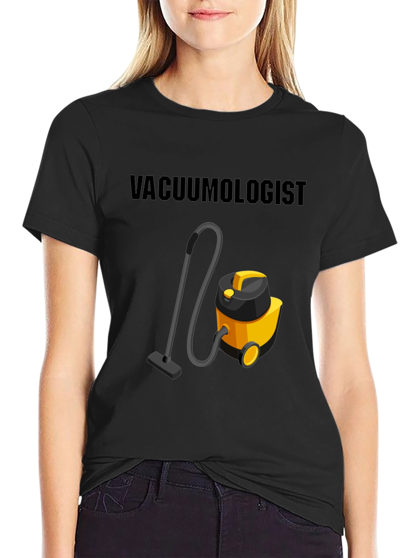 Black Vacuumologist T-Shirt - Novelty Cleaning Humor Tee view 2