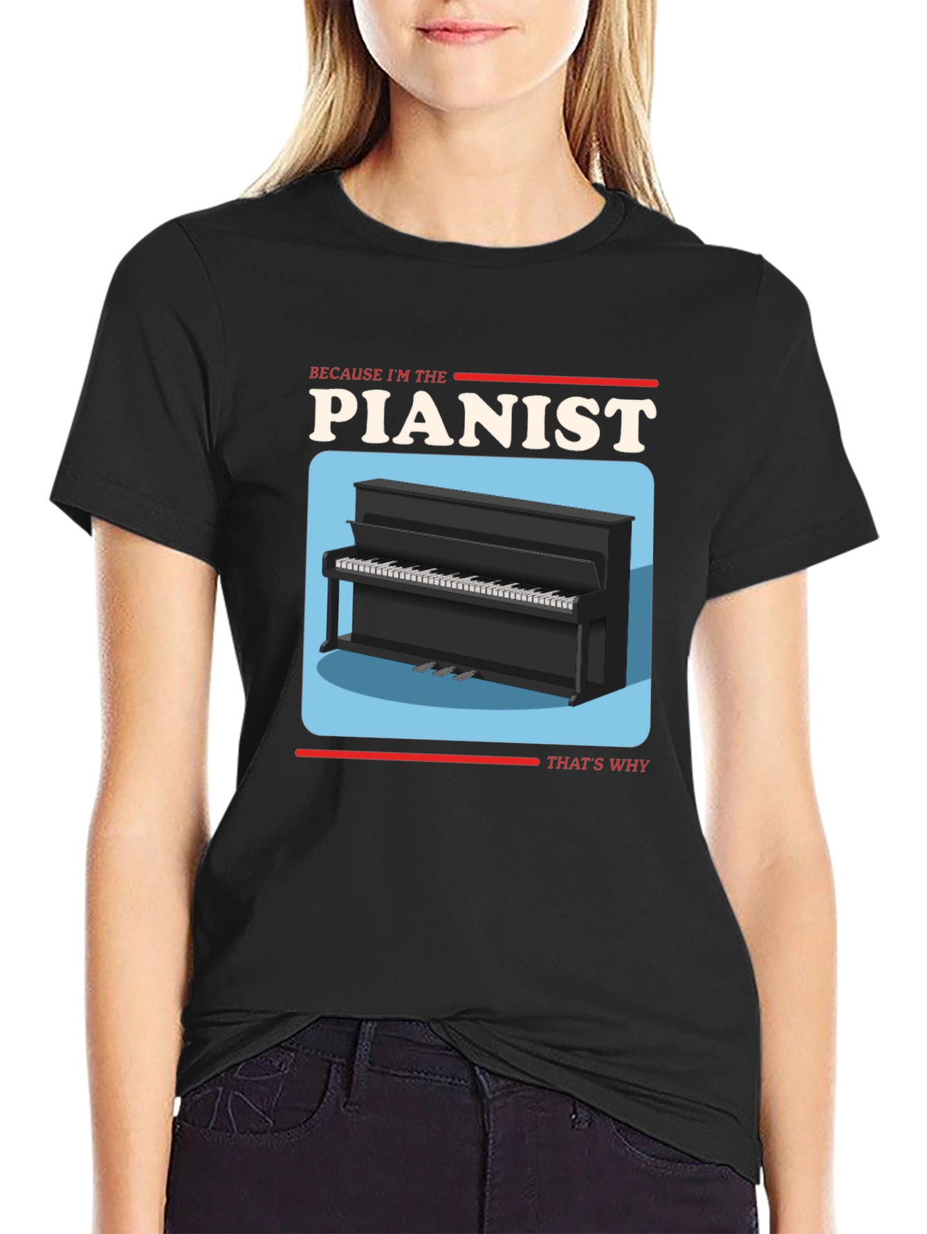 Black Pianist Graphic T-Shirt - Music Lover Tee view 2