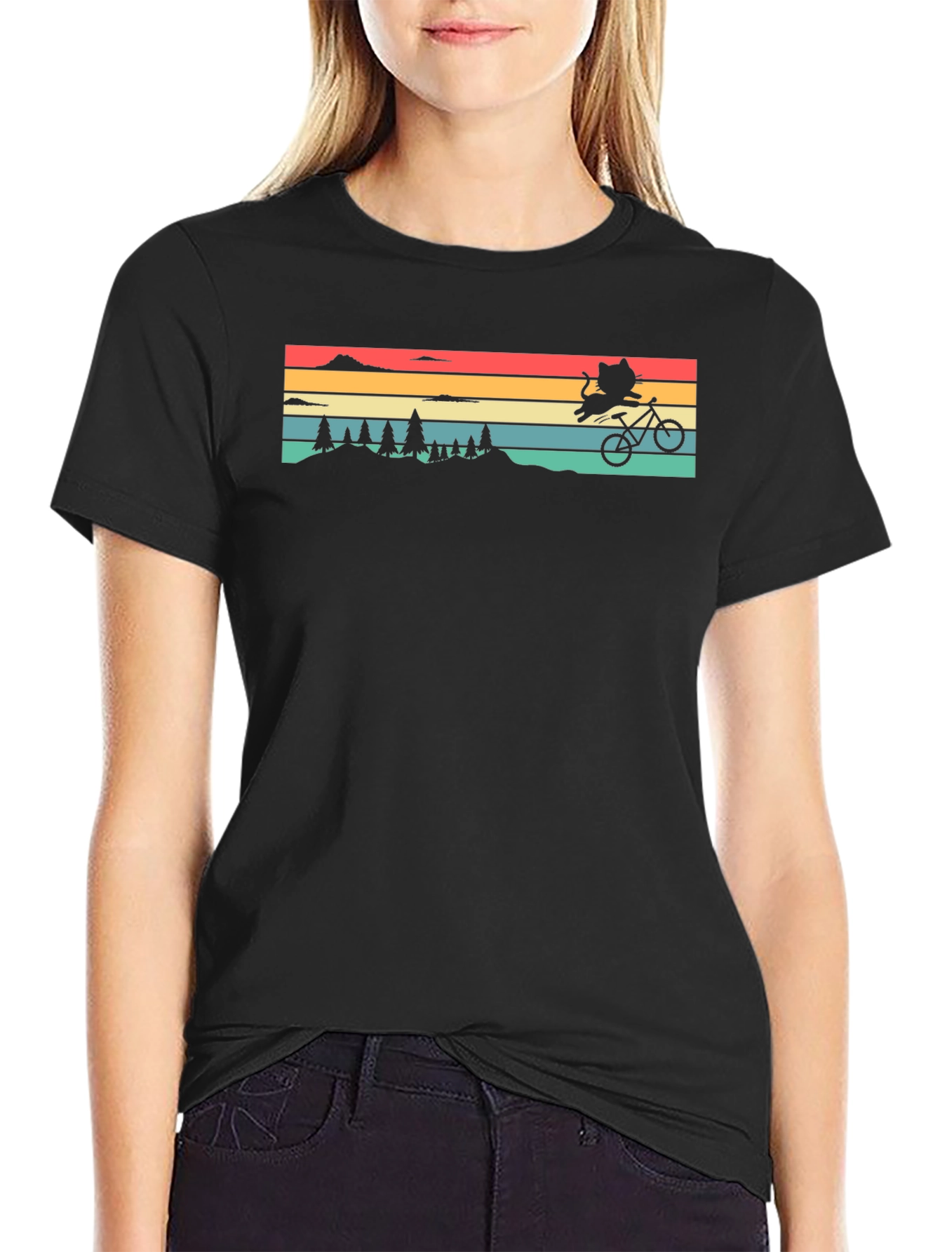 Black Cat Biking Retro T-Shirt view 2