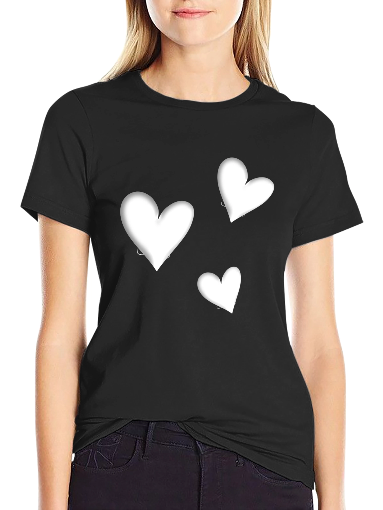 Black Heart Graphic Black T-Shirt - Stylish Casual Wear view 2